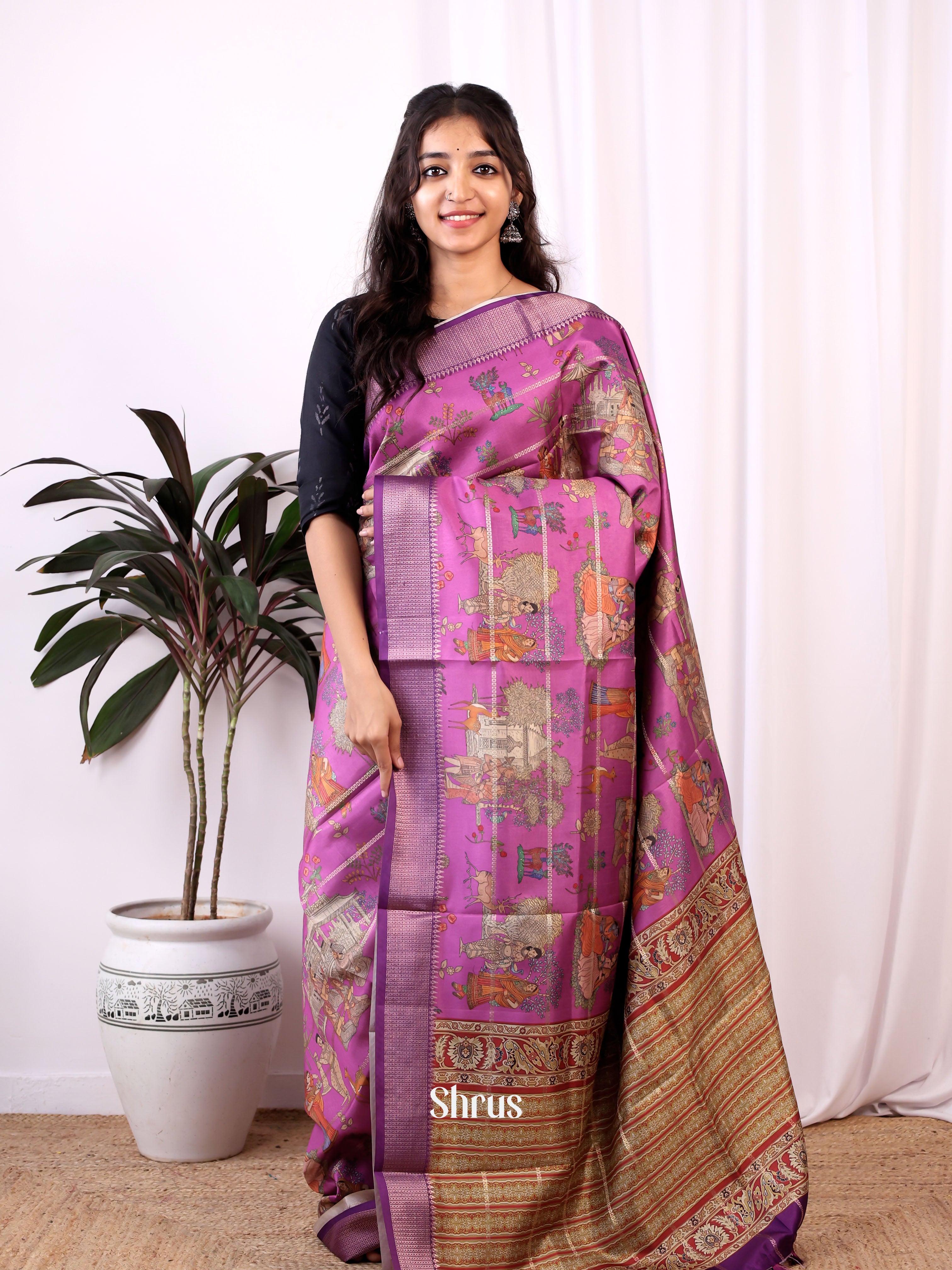 CIS26099 - Semi Dola silk Saree - Shop on Shrus.com