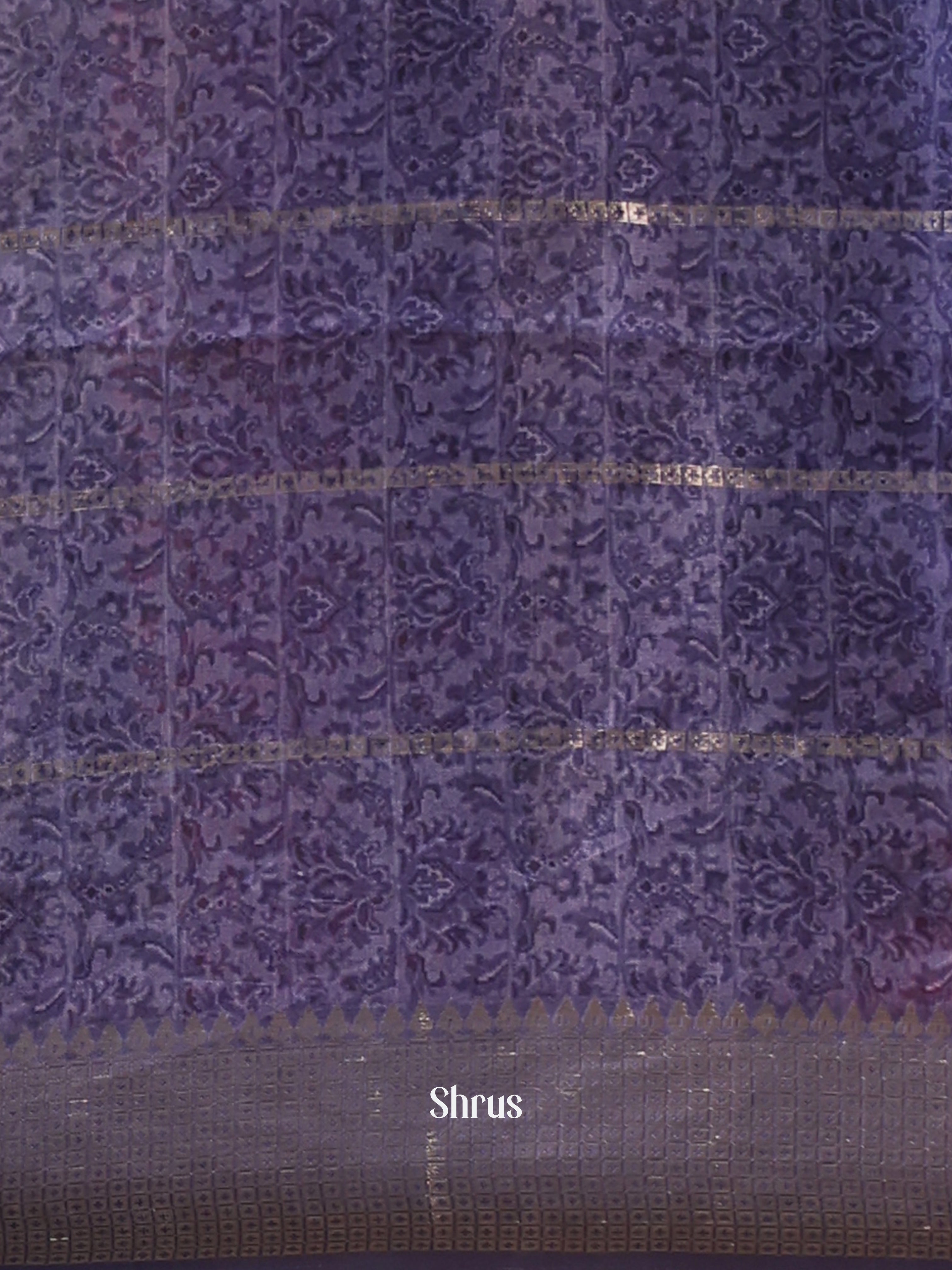 Cream & Purple - Semi Dola silk Saree - Shop on Shrus.com