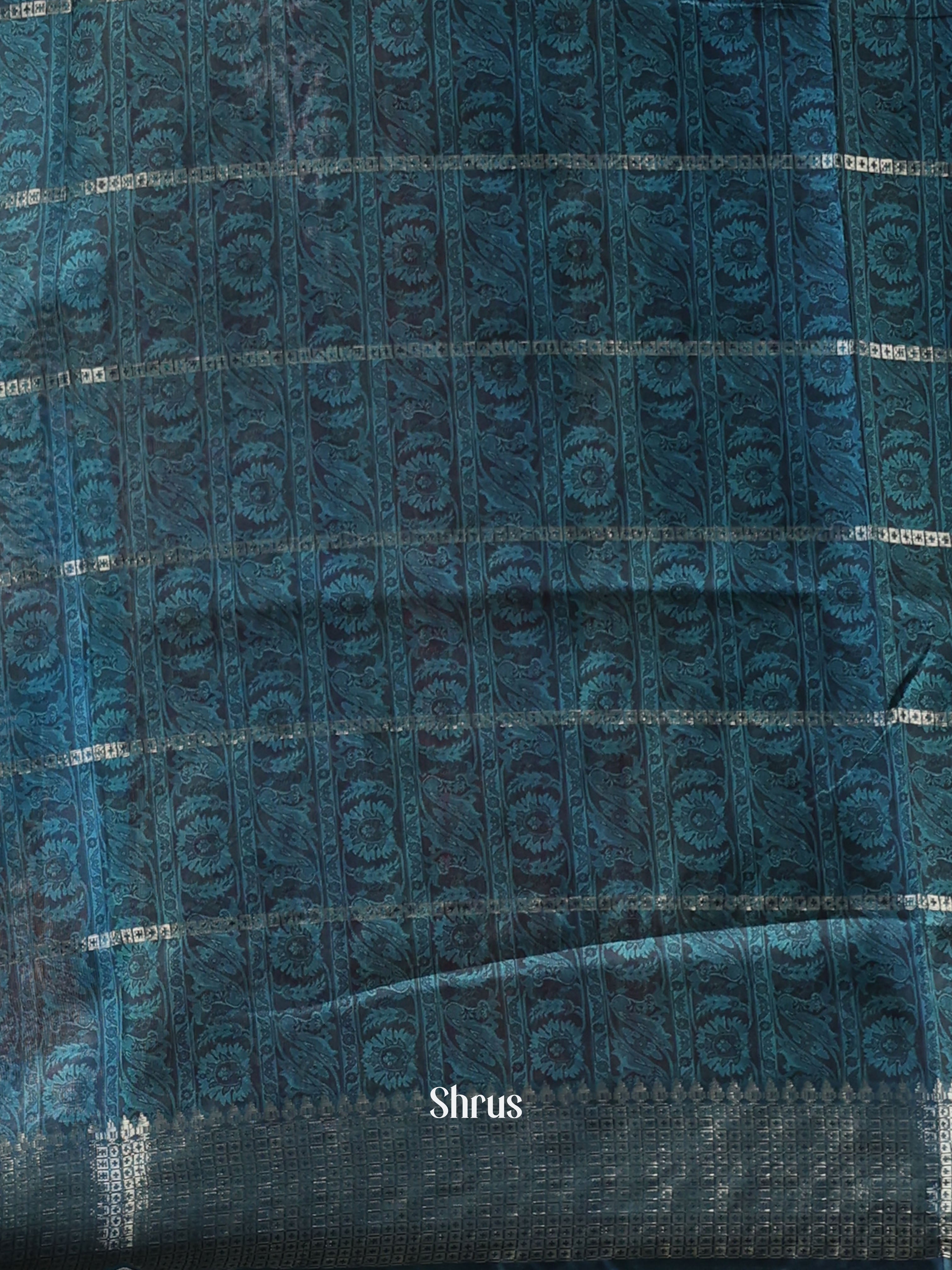 Blue - Semi Dola silk Saree - Shop on Shrus.com