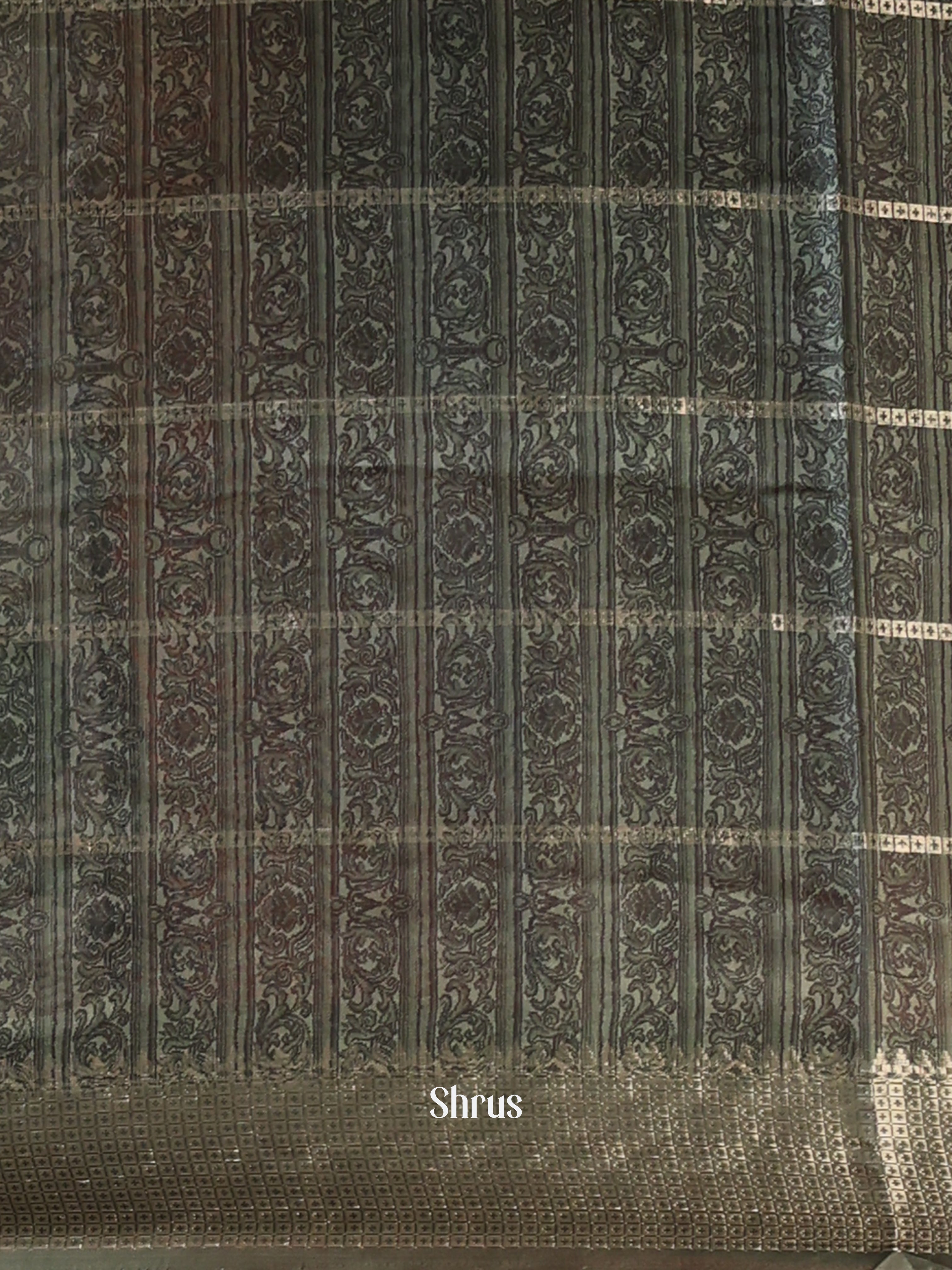 Cream & Green - Semi Dola silk Saree - Shop on Shrus.com