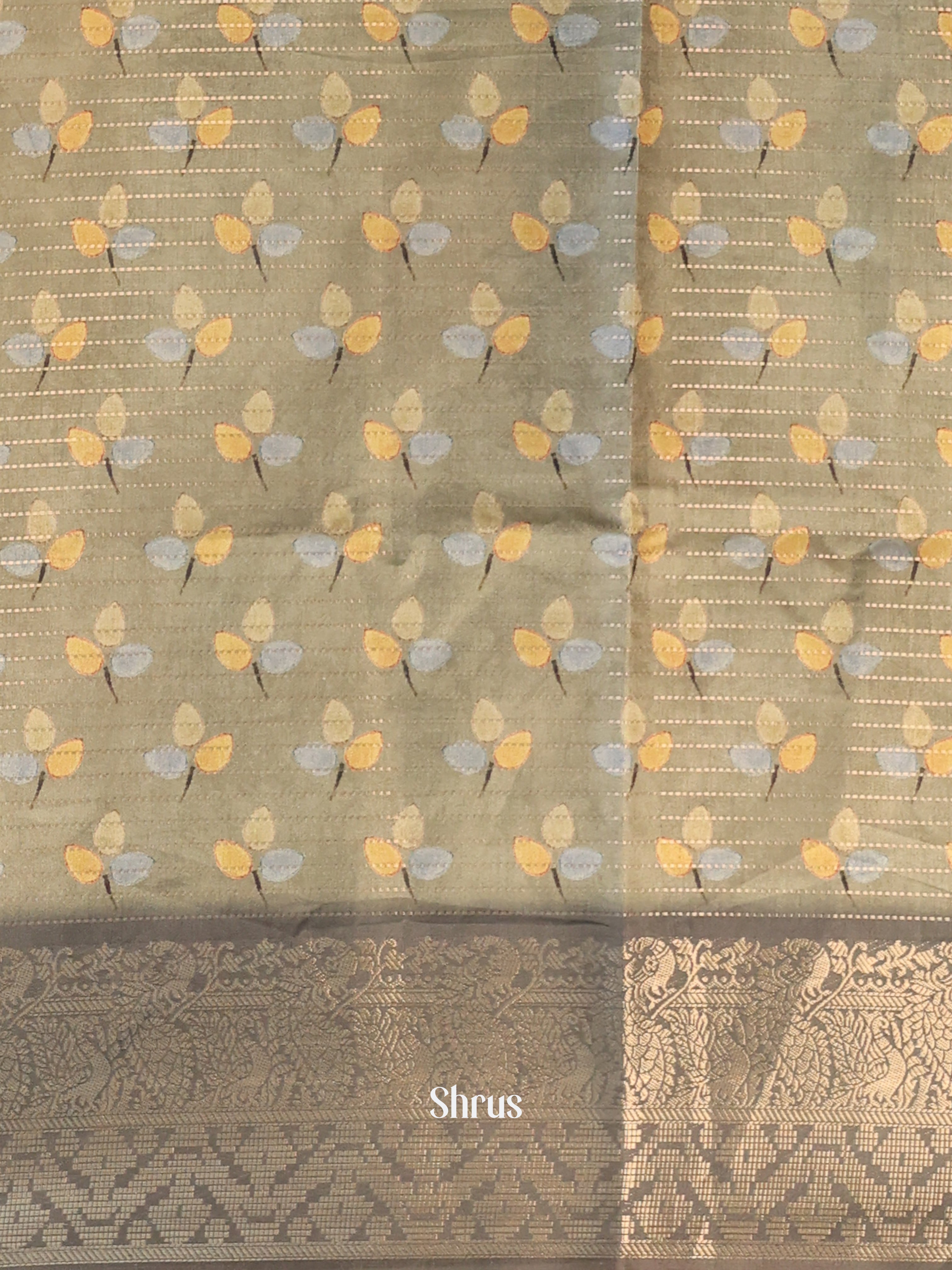Grey - Semi Dola silk Saree - Shop on Shrus.com