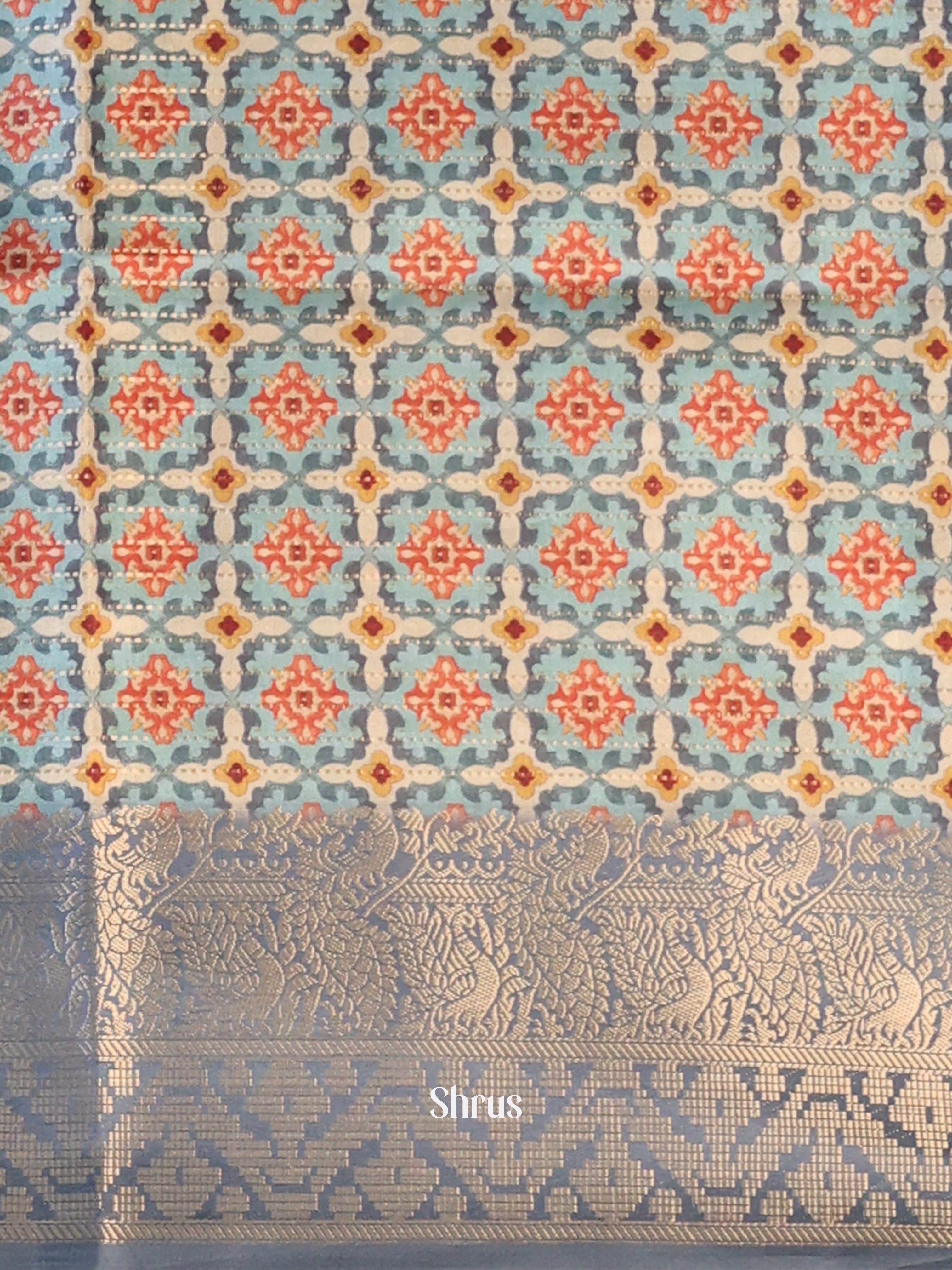 Lite Blue - Semi Dola silk Saree - Shop on Shrus.com