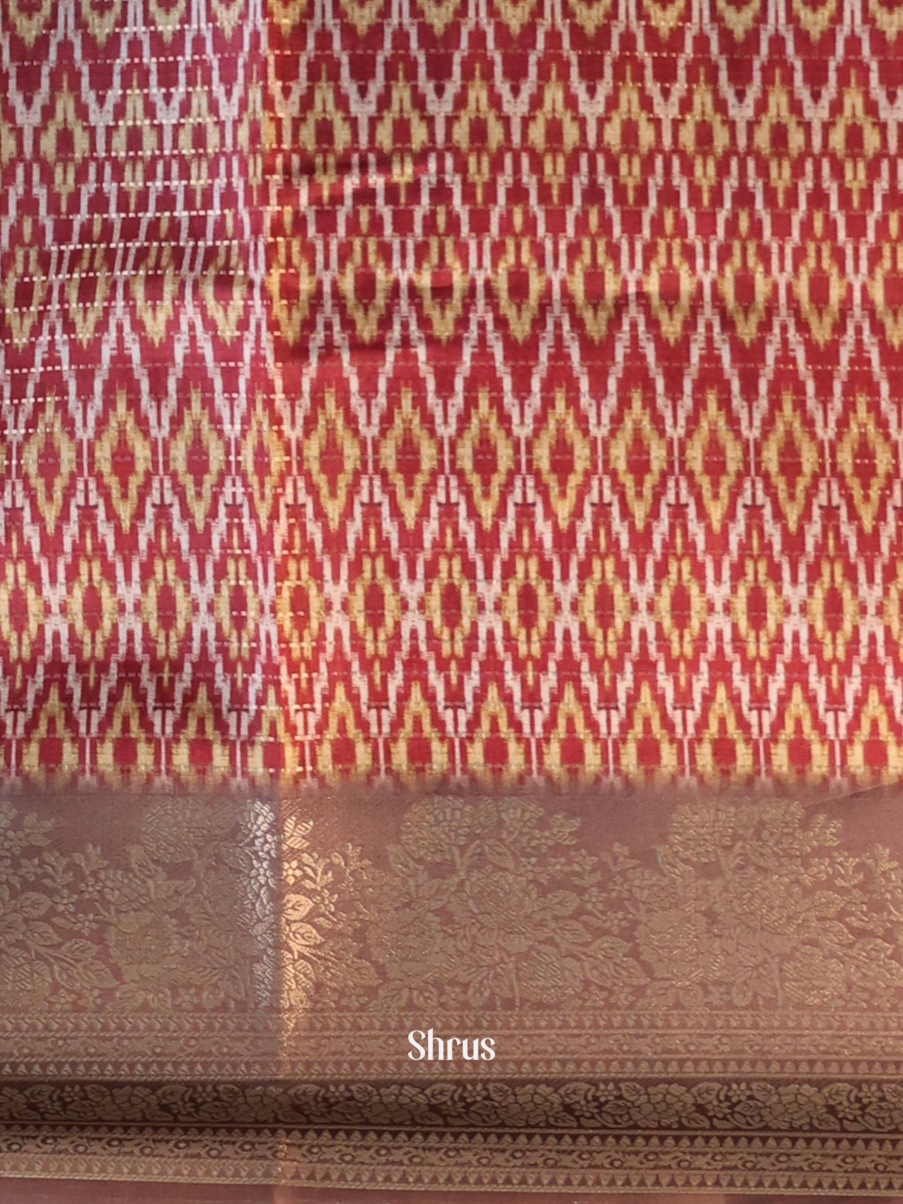 Cream & Brown- Semi Dola silk Saree - Shop on Shrus.com