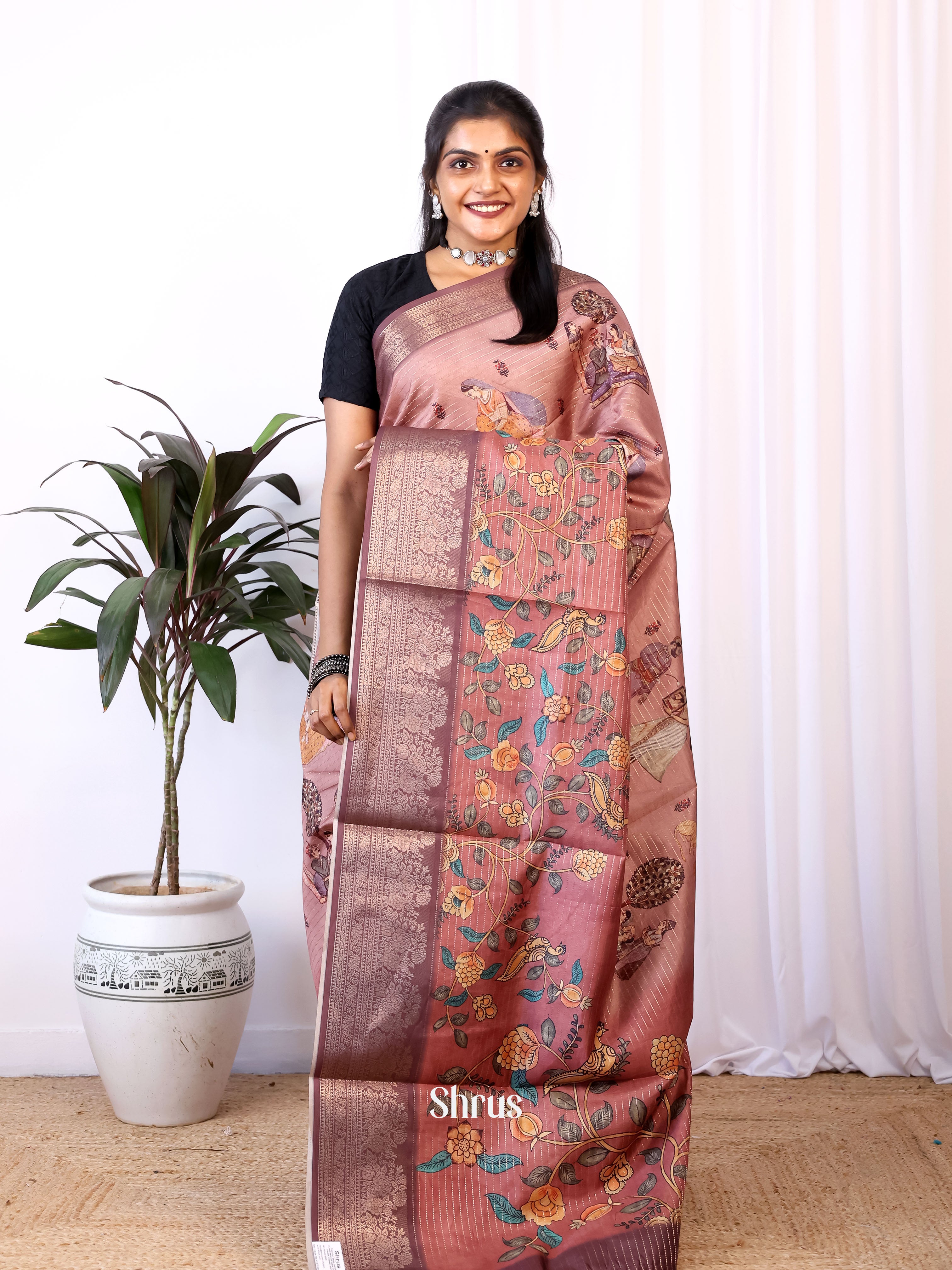 Onion Peel - Semi Dola silk Saree - Shop on Shrus.com