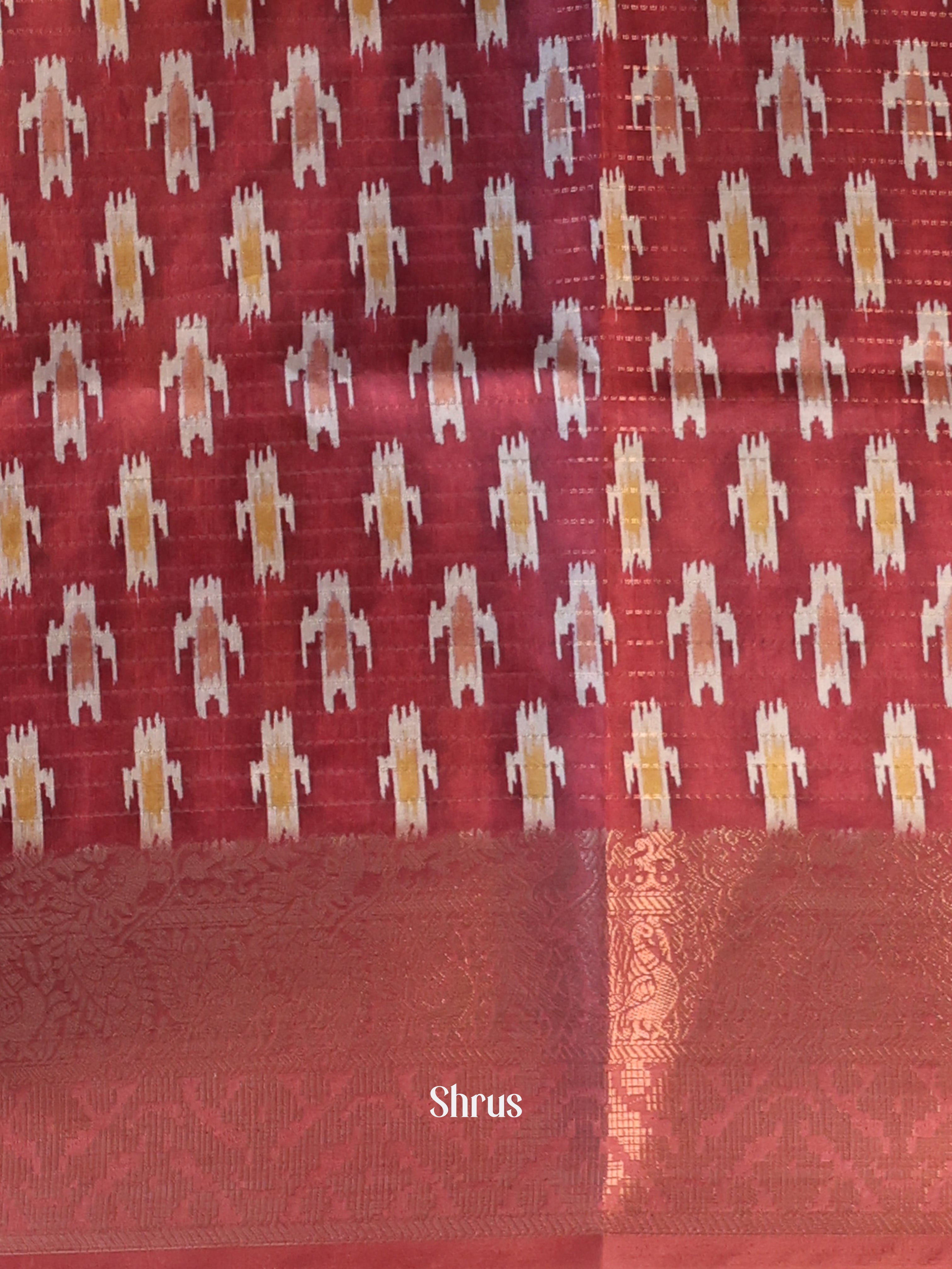 Grey & Maroon- Semi Dola silk Saree - Shop on Shrus.com