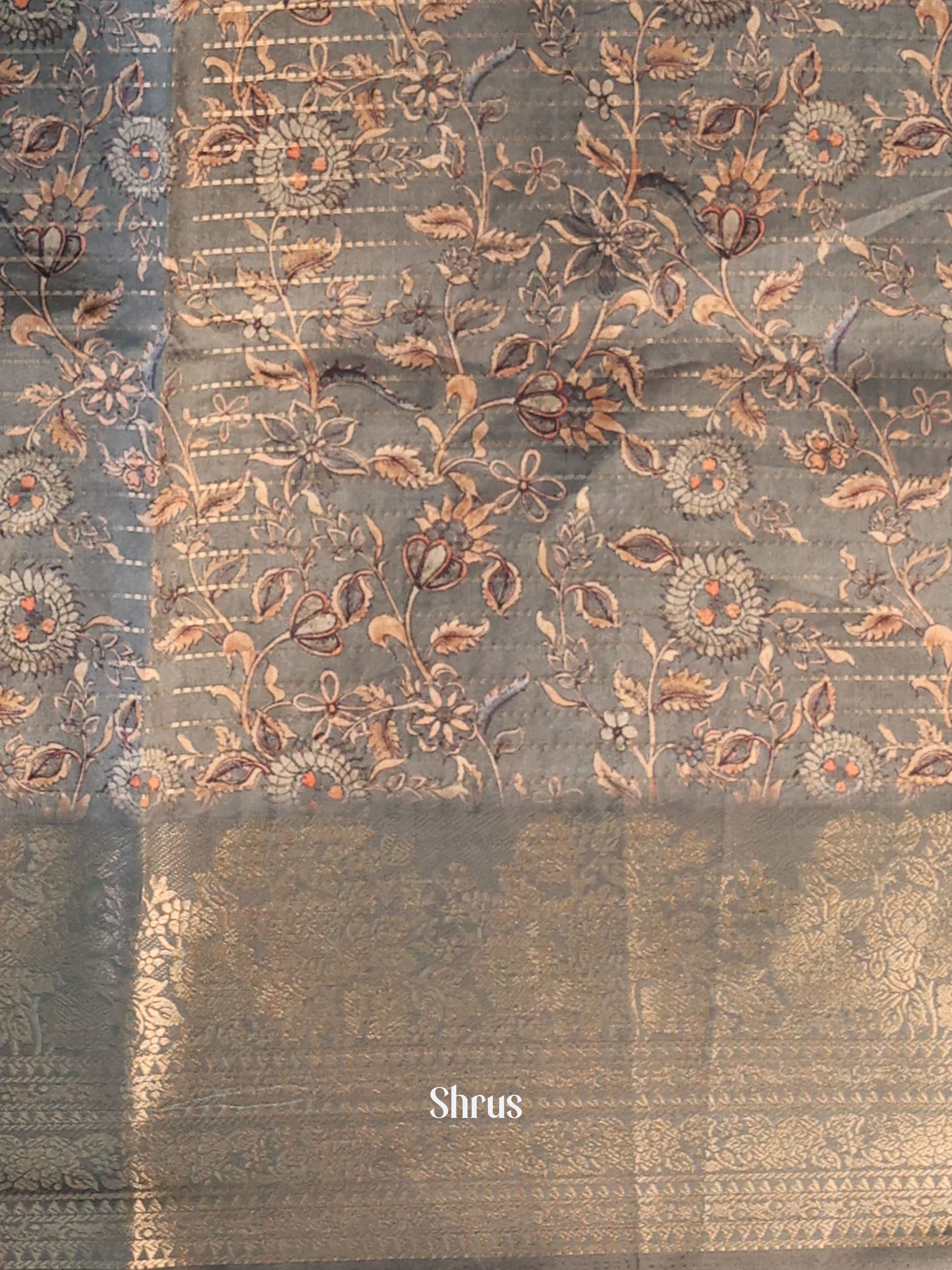 Grey - Semi Dola silk Saree - Shop on Shrus.com