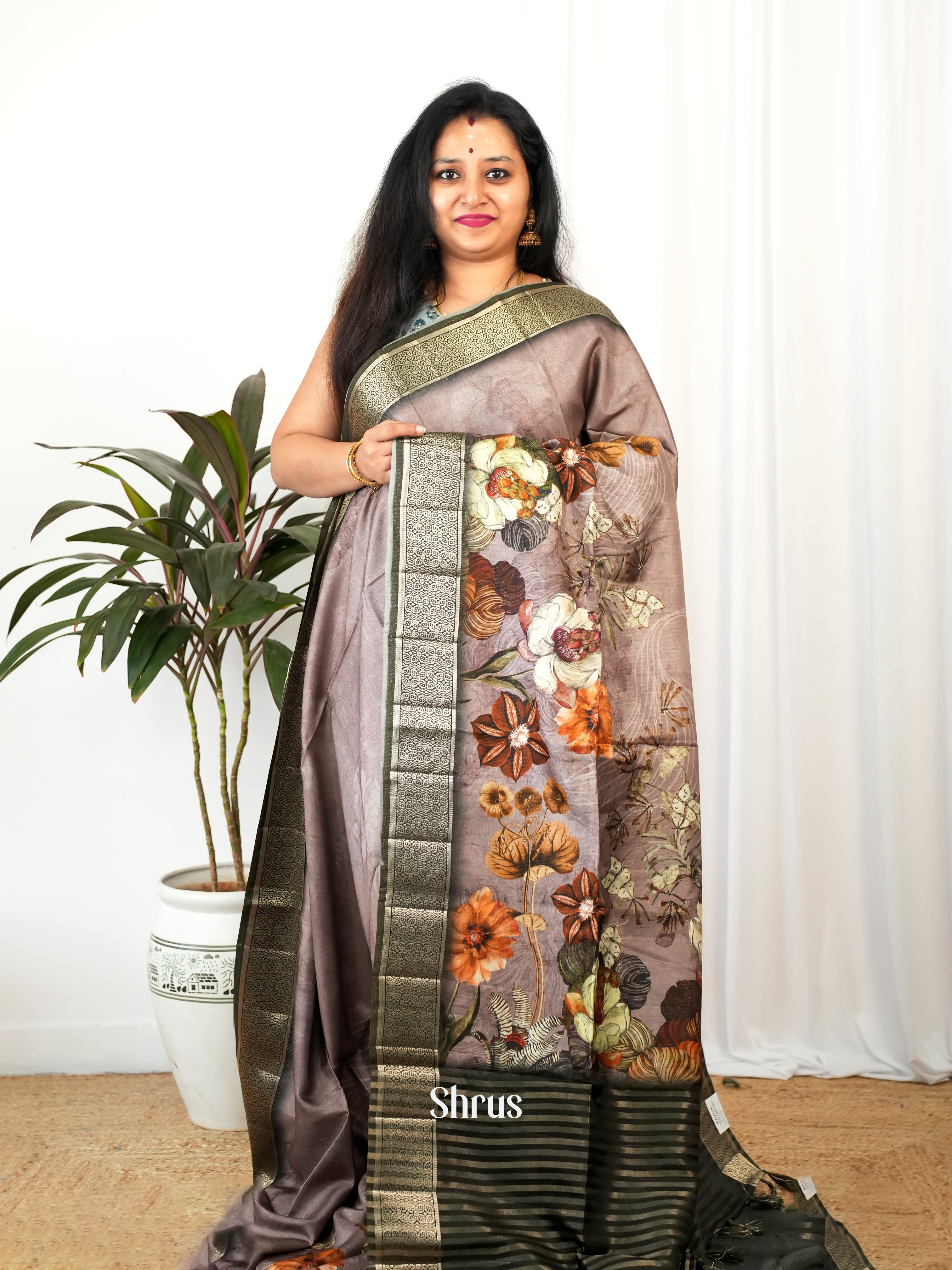 Onion Pink & Green - Printed chanderi Saree