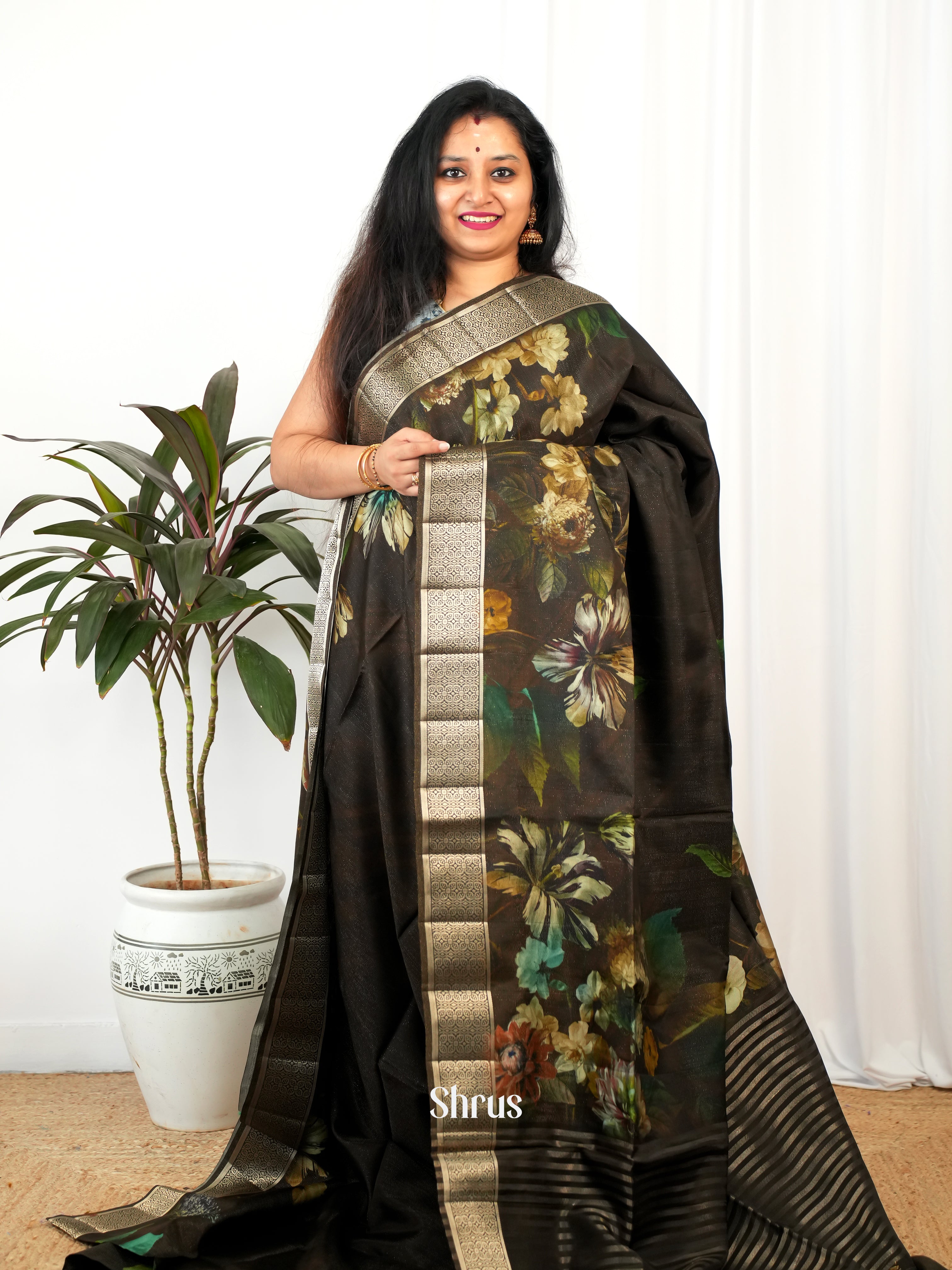 CIS26194 - Printed chanderi Saree - Shop on Shrus.com