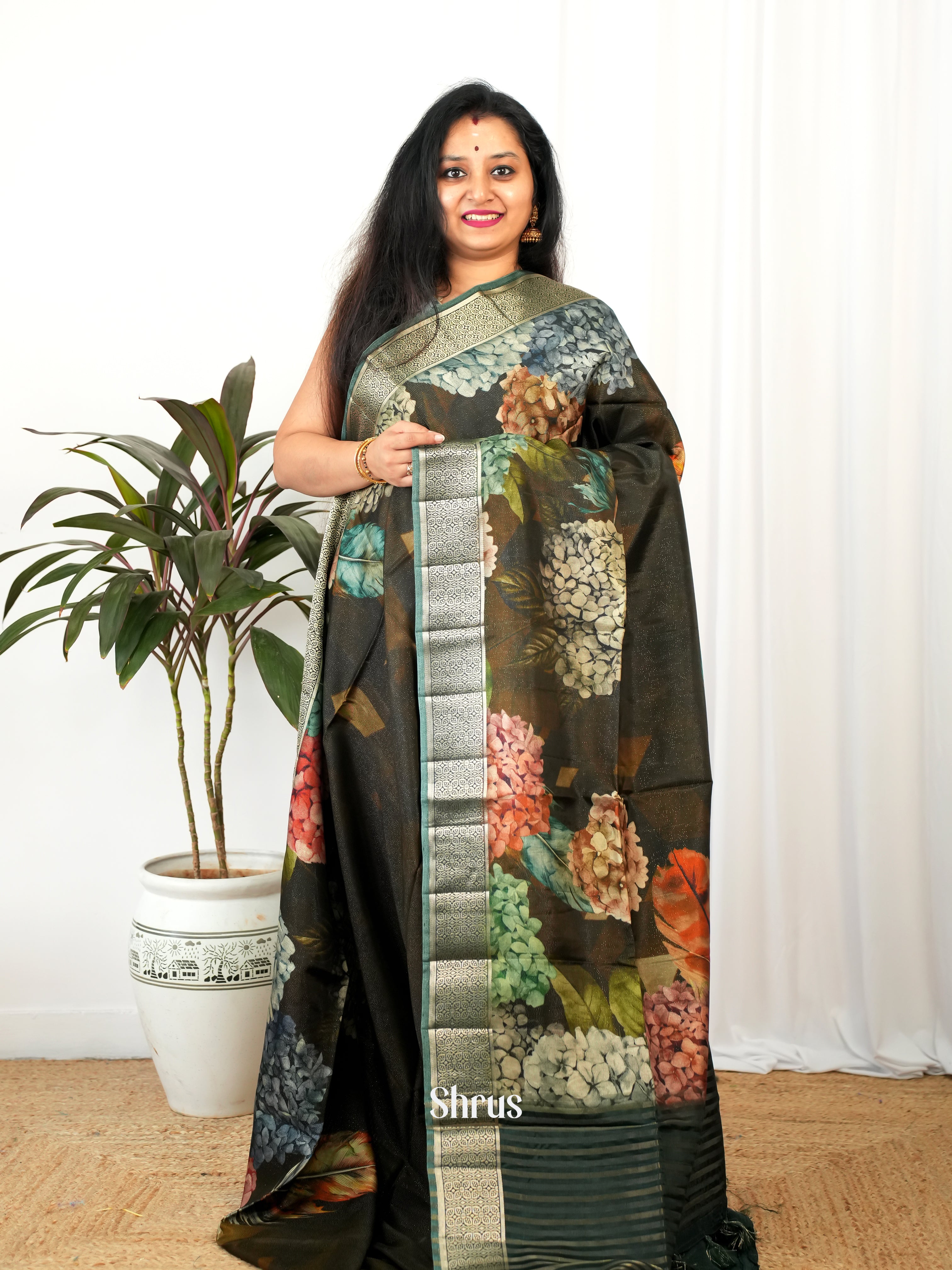 Green - Printed chanderi Saree