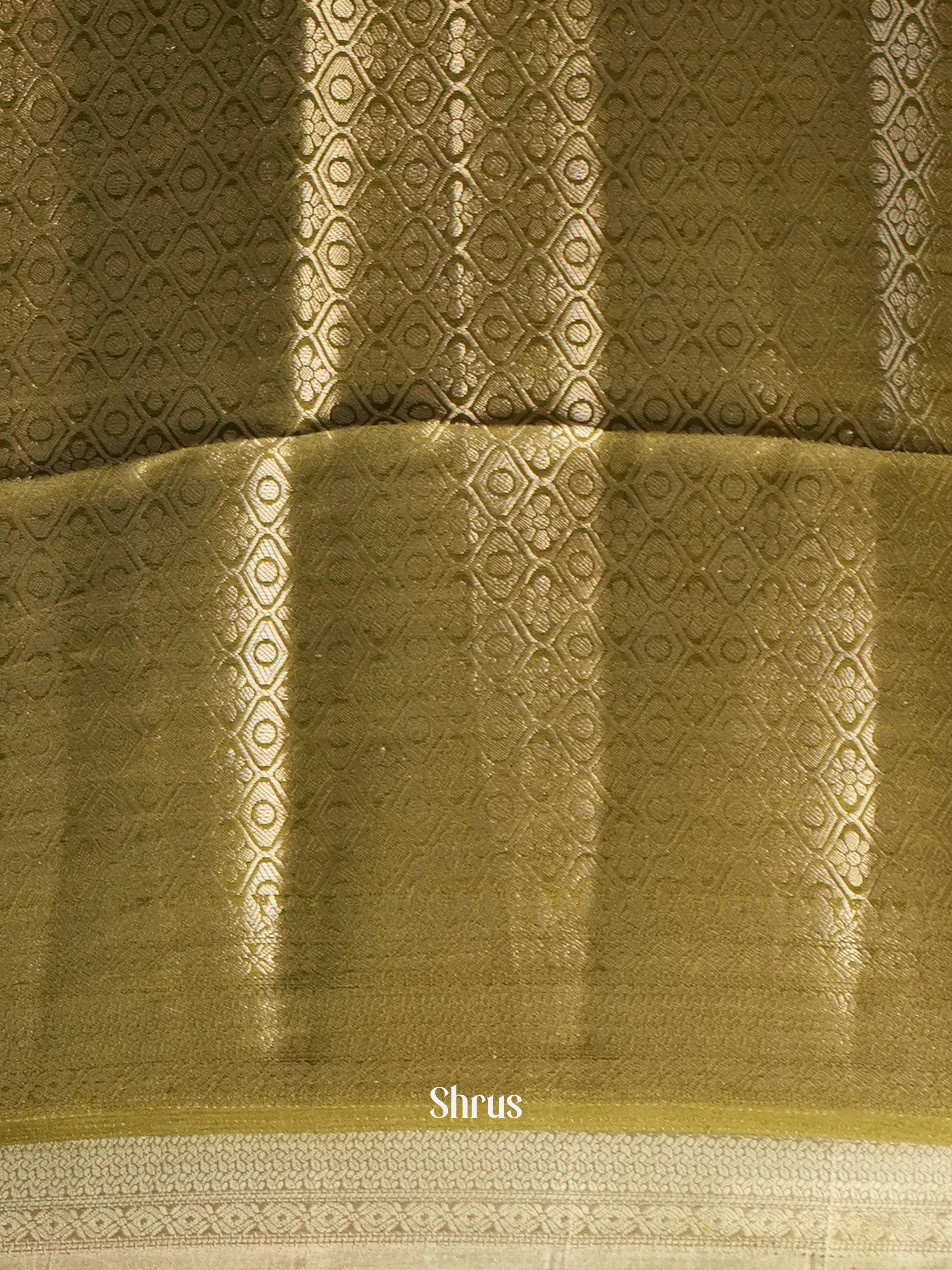 Cream & Green- Printed chanderi Saree -1