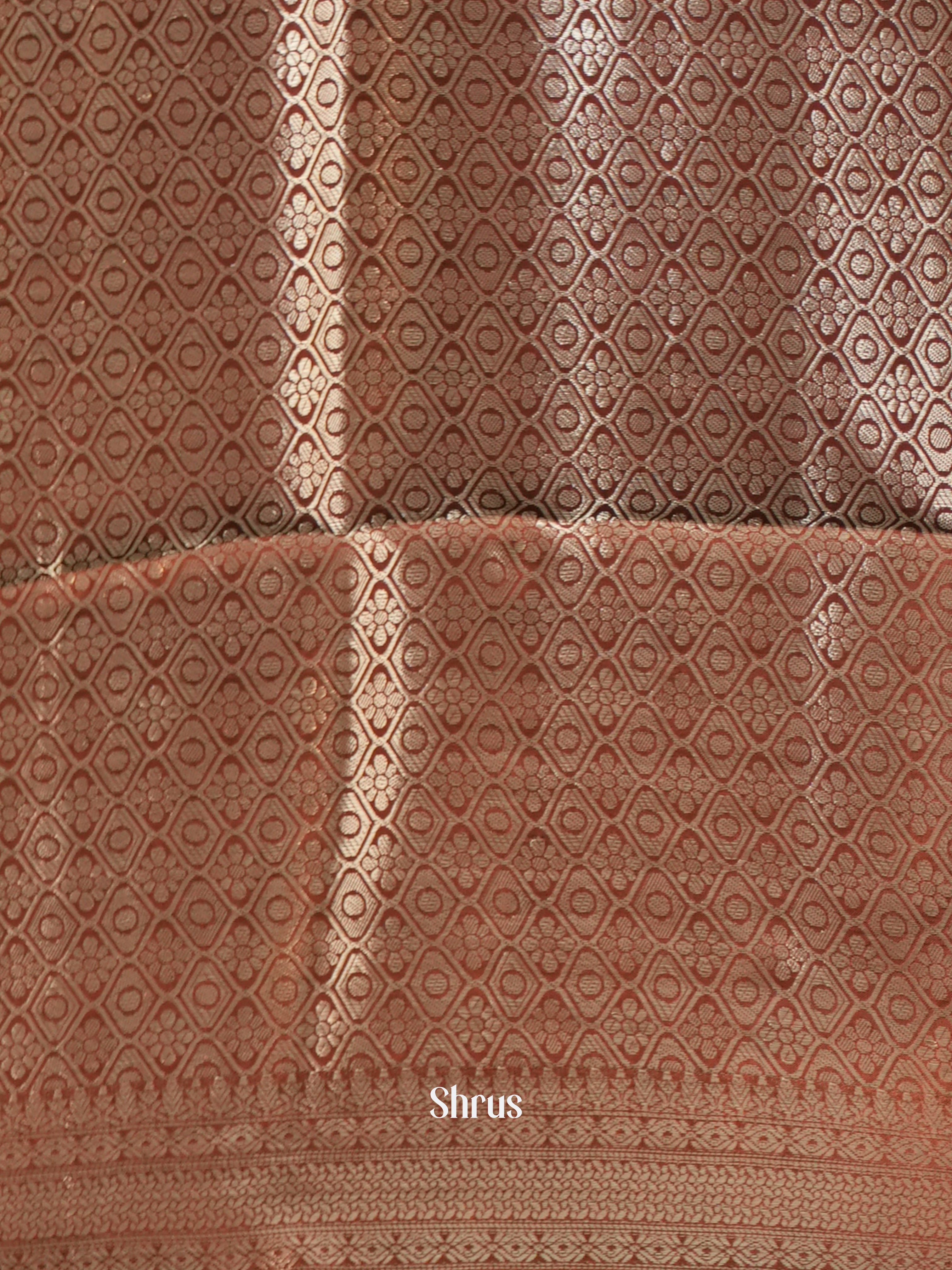 Brown & Green- Printed chanderi Saree - Shop on Shrus.com