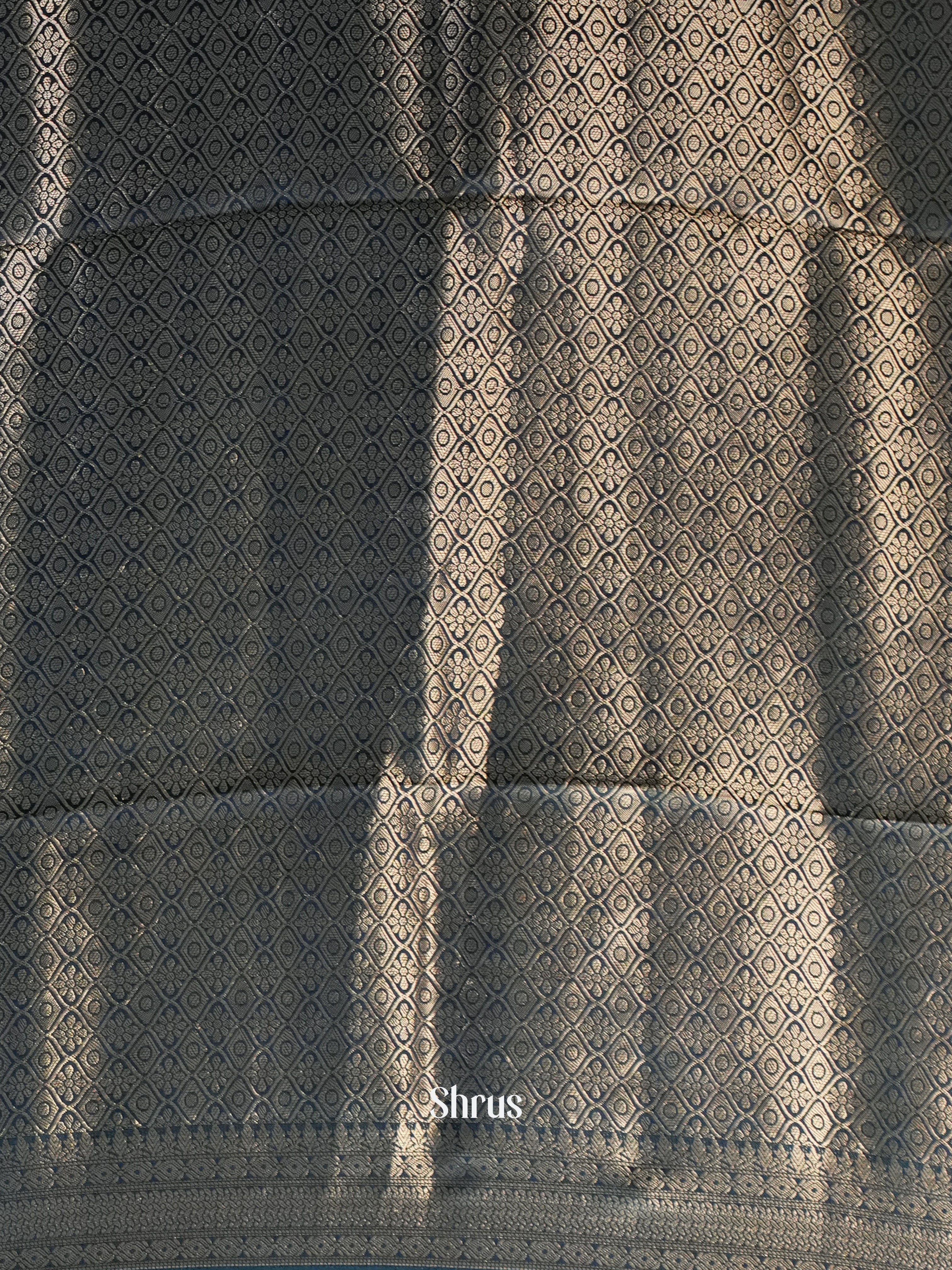 Green , Mustard & Blue - Printed chanderi Saree-1