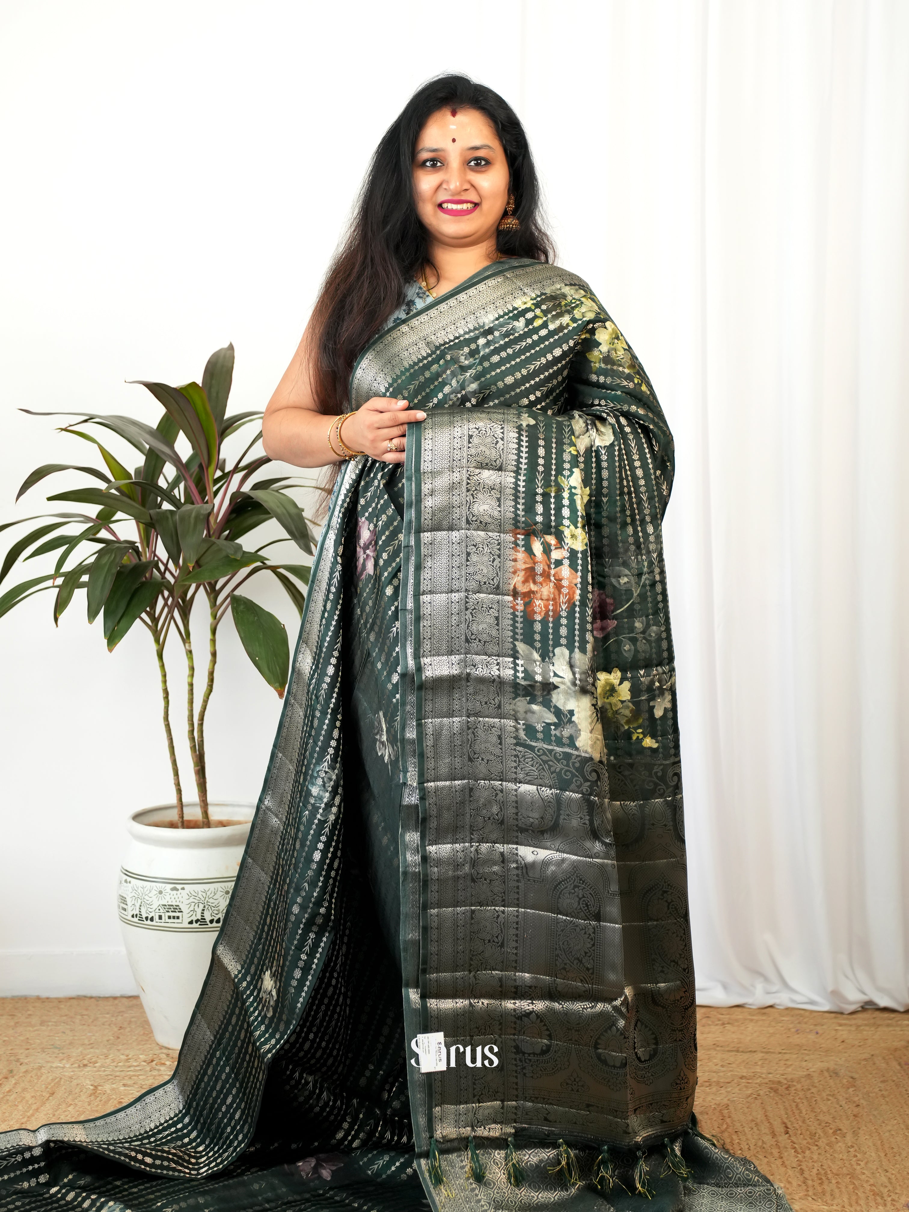 Green - Printed chanderi Saree