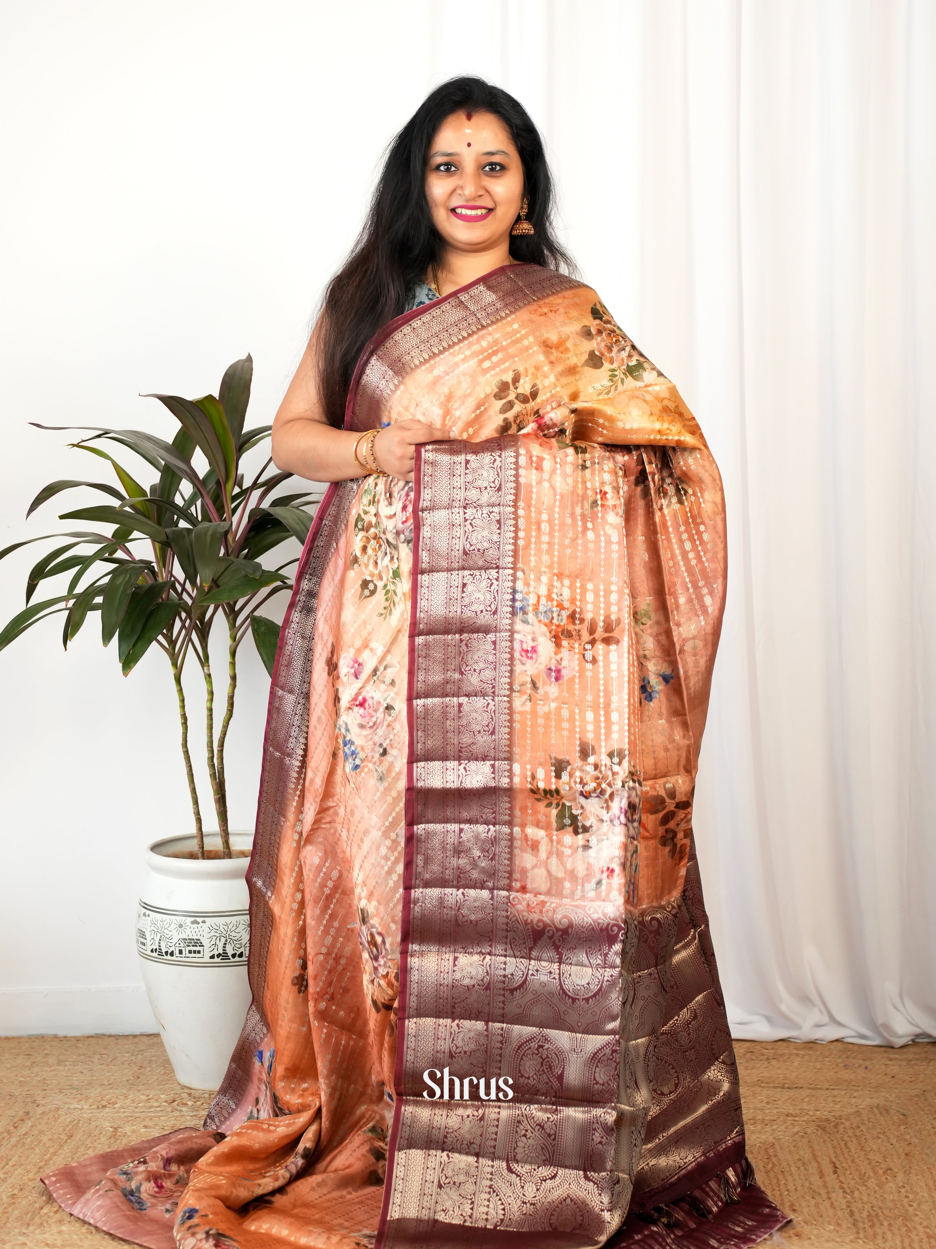 CIS26256 - Printed chanderi Saree - Shop on Shrus.com