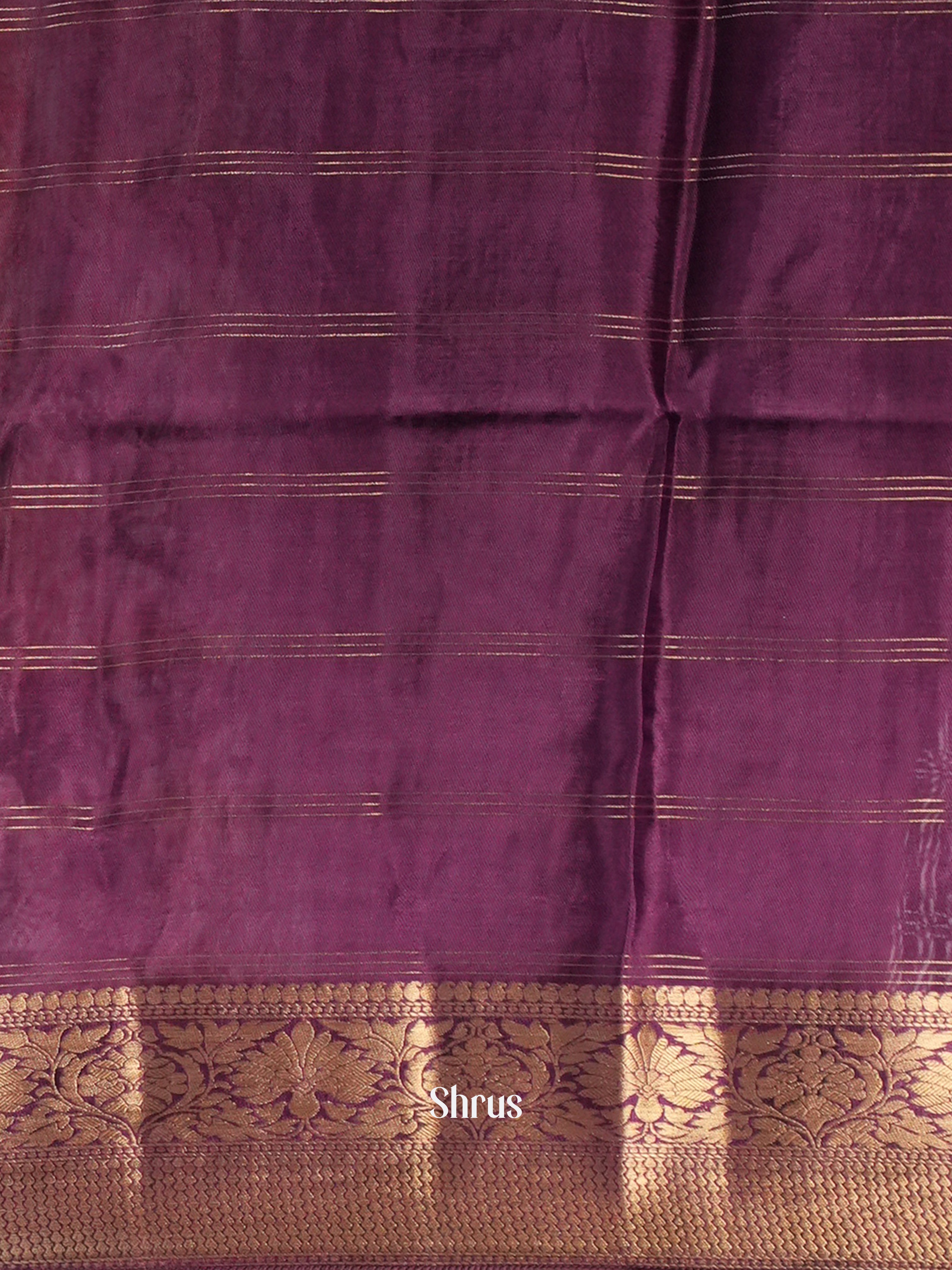 Cream & Violet - Printed chanderi Saree - Shop on Shrus.com