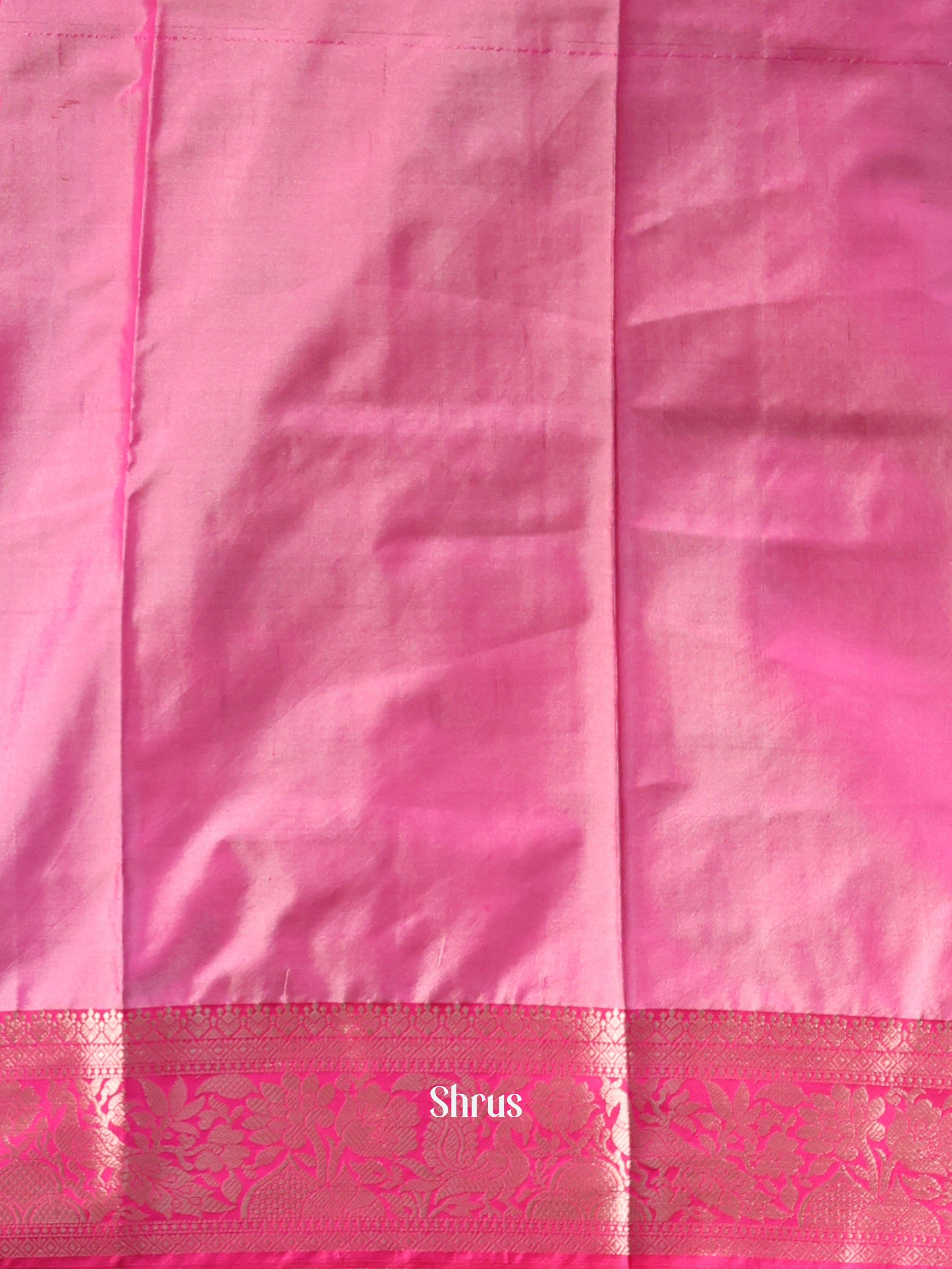 Blue & Pink - Semi Ikkat Saree - Shop on Shrus.com