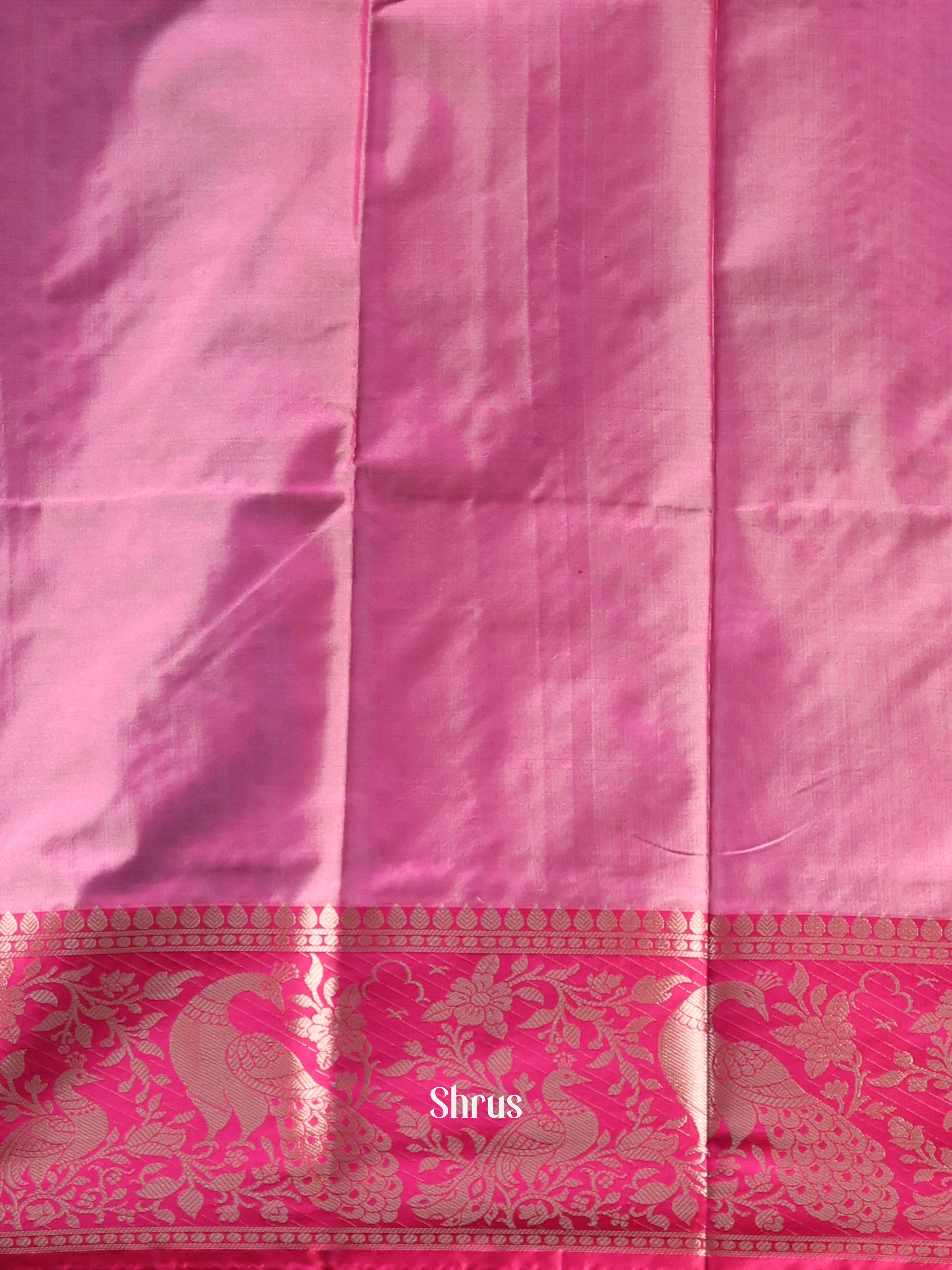 Blue & Pink - Semi Ikkat Saree - Shop on Shrus.com