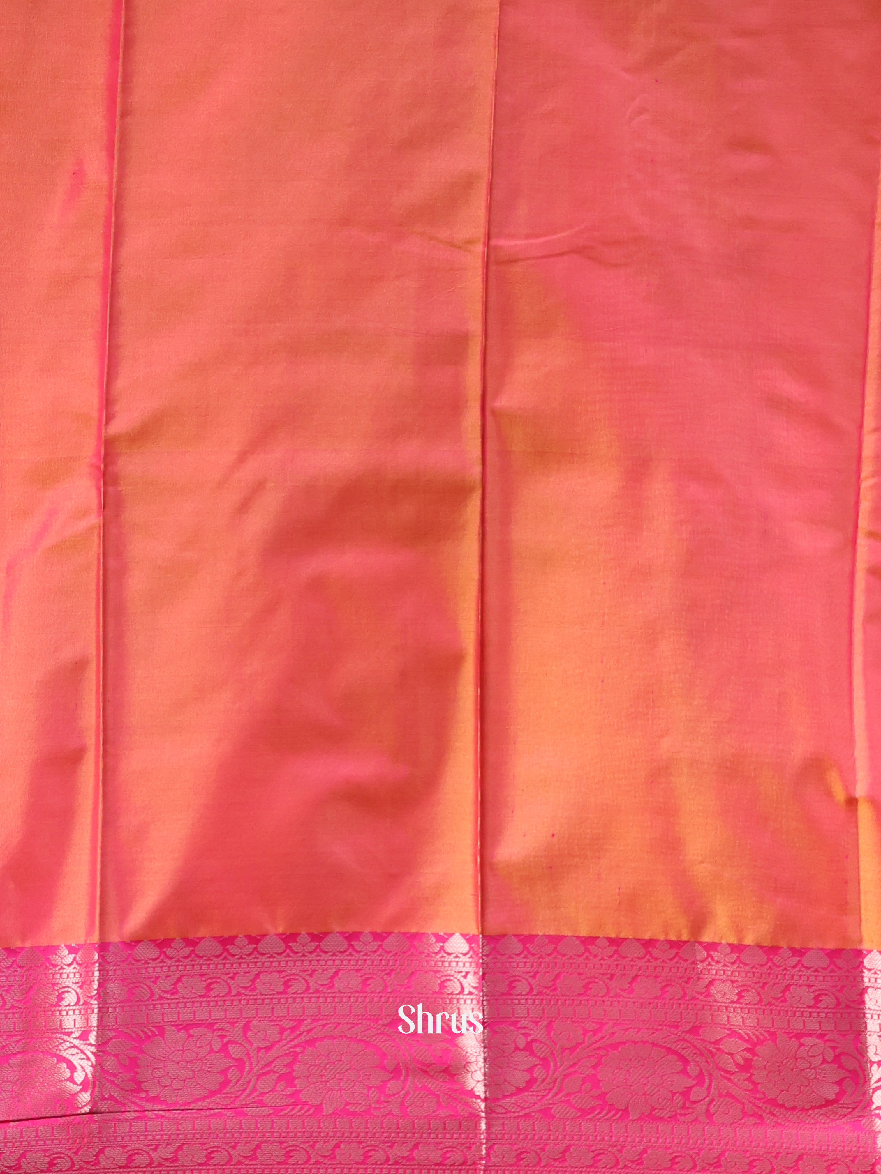 Orange & Pink - Semi Ikkat Saree - Shop on Shrus.com