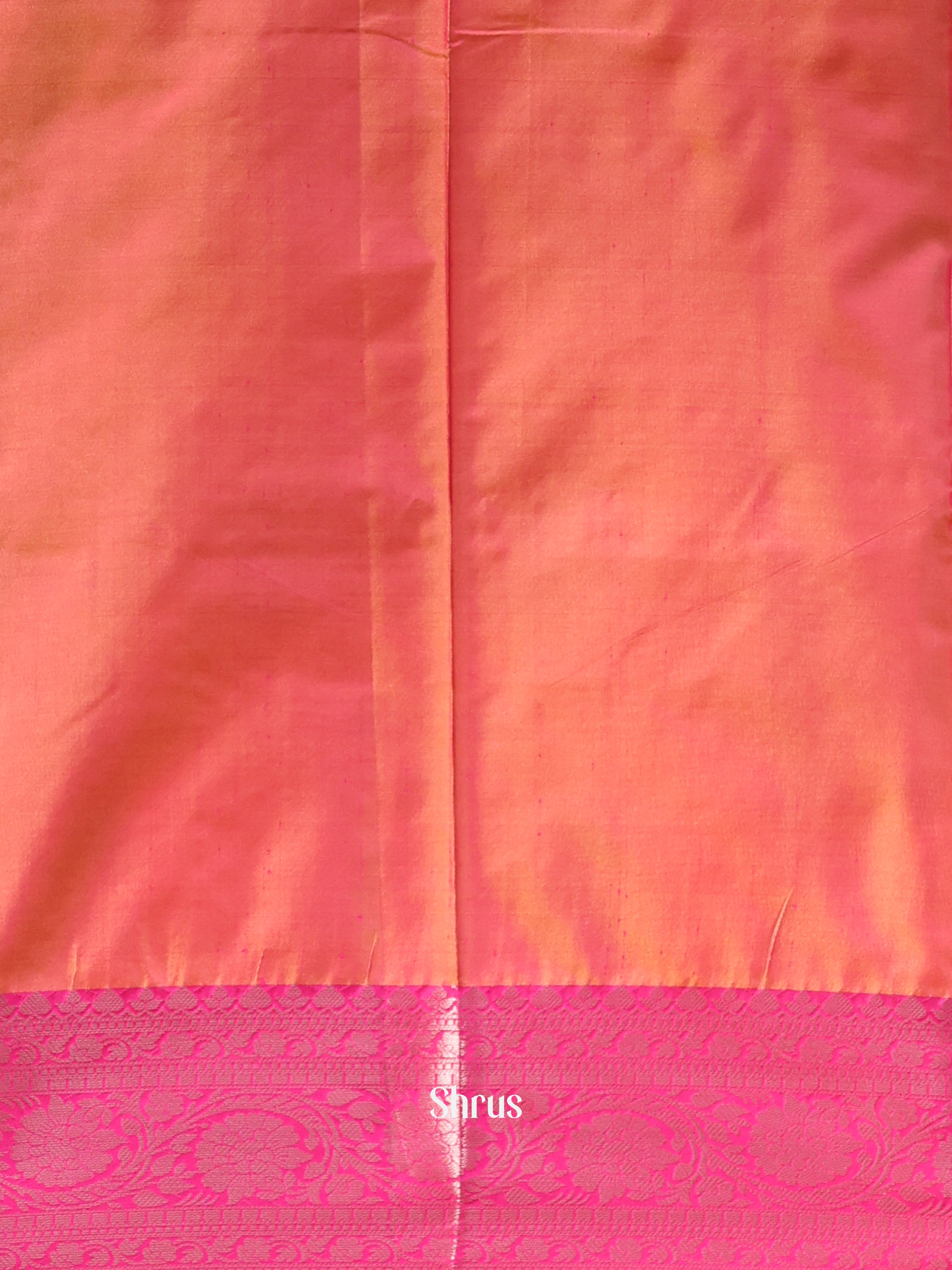 Green & Orange- Semi Ikkat Saree - Shop on Shrus.com