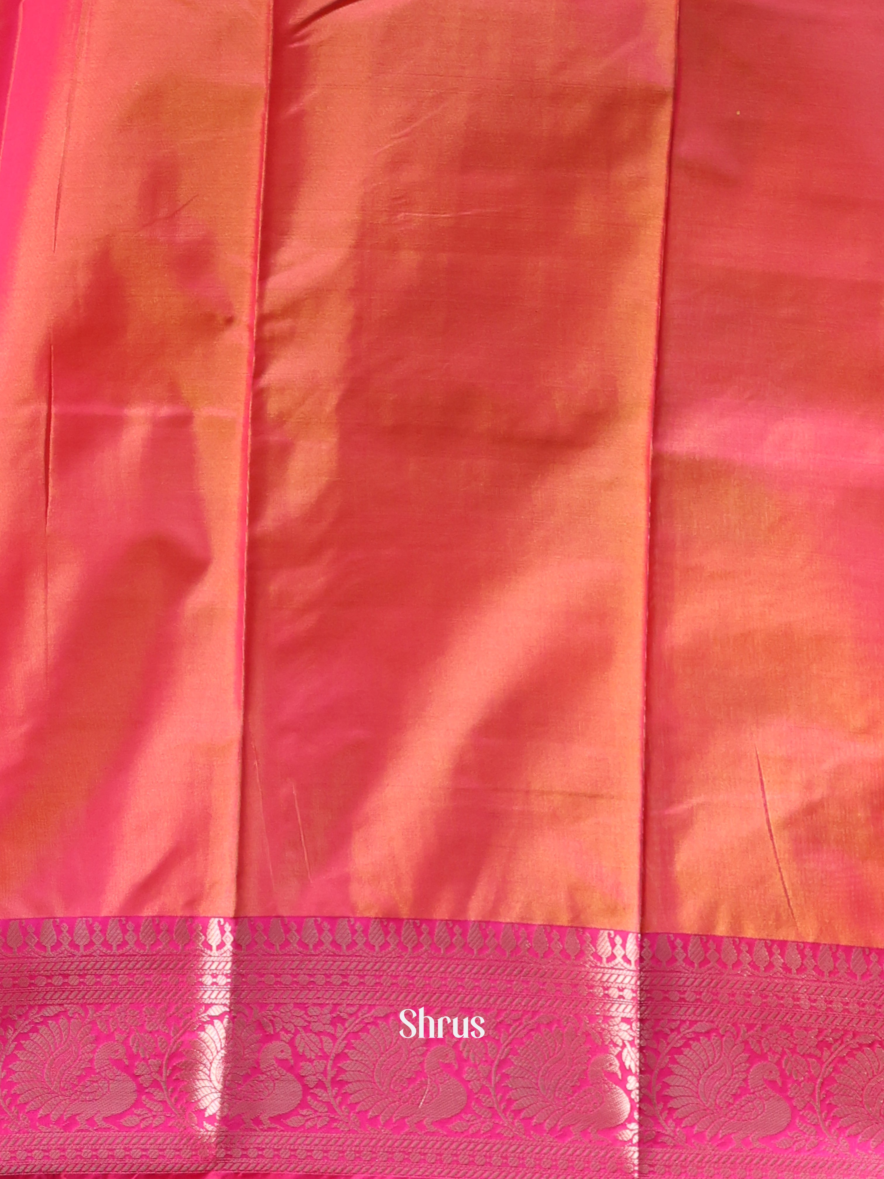 Orangish Pink & Pink- Semi Ikkat Saree - Shop on Shrus.com