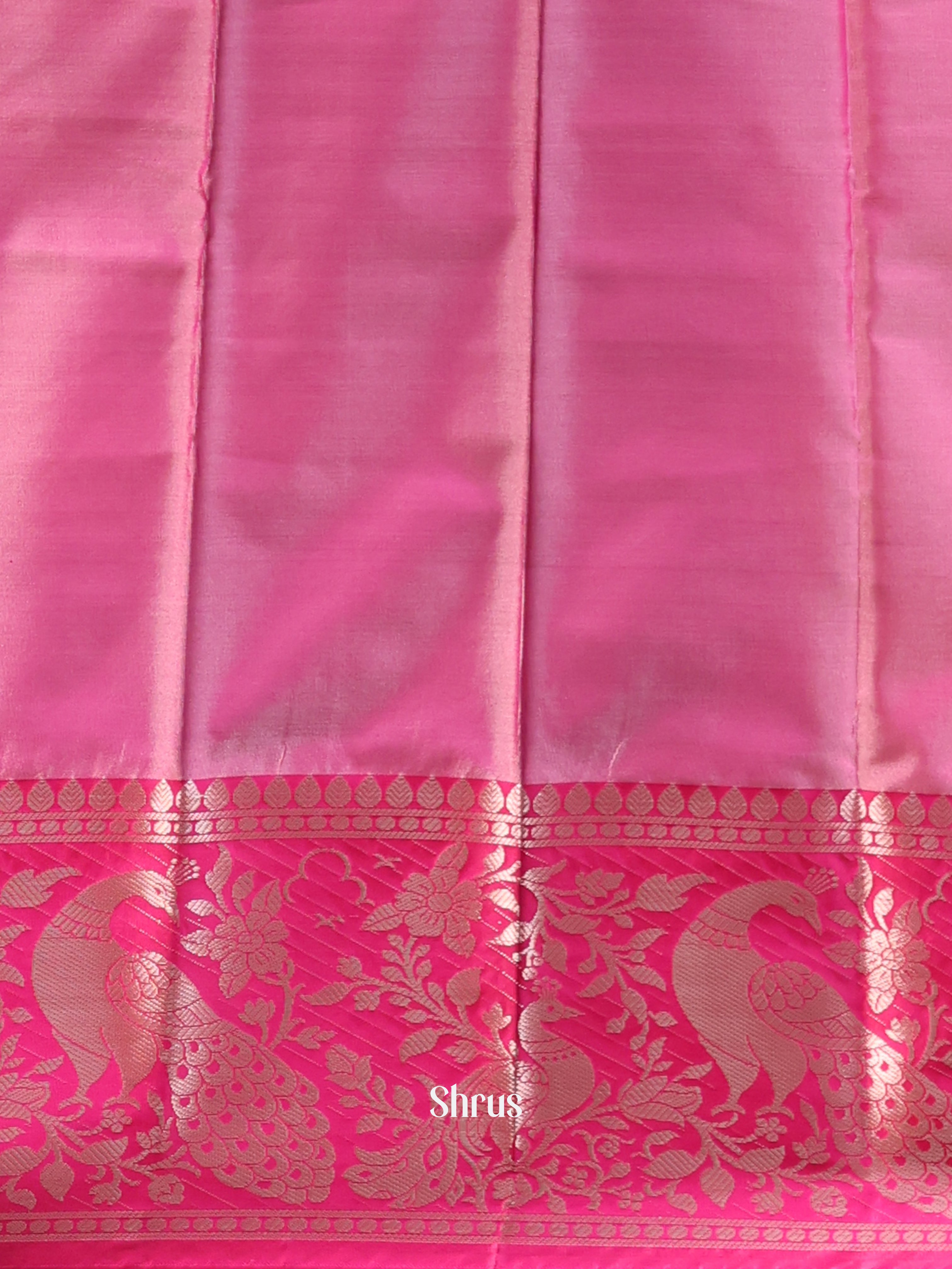 Green & Pink - Semi Ikkat Saree - Shop on Shrus.com