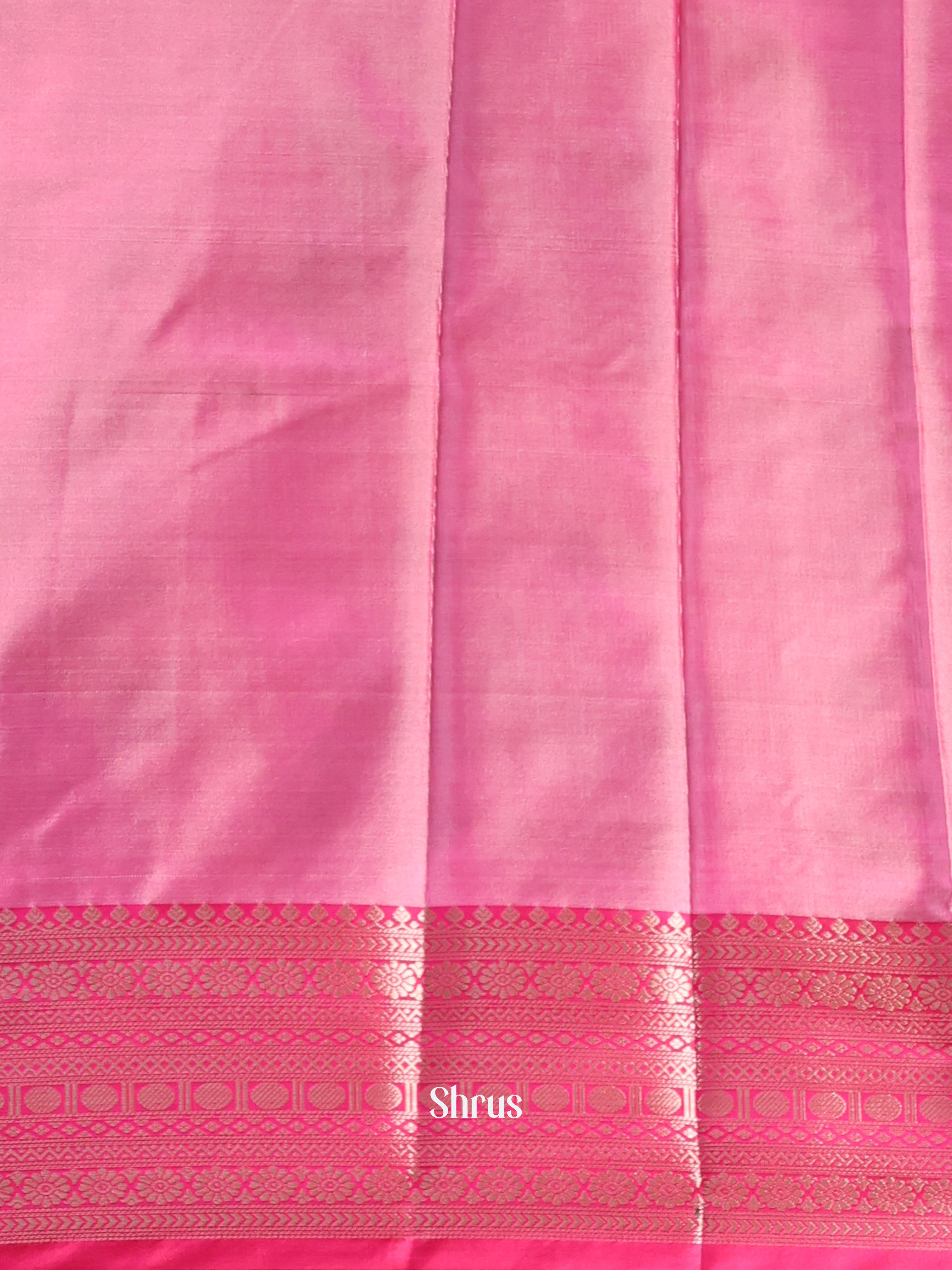 Lime Green & Pink- Semi Ikkat Saree - Shop on Shrus.com