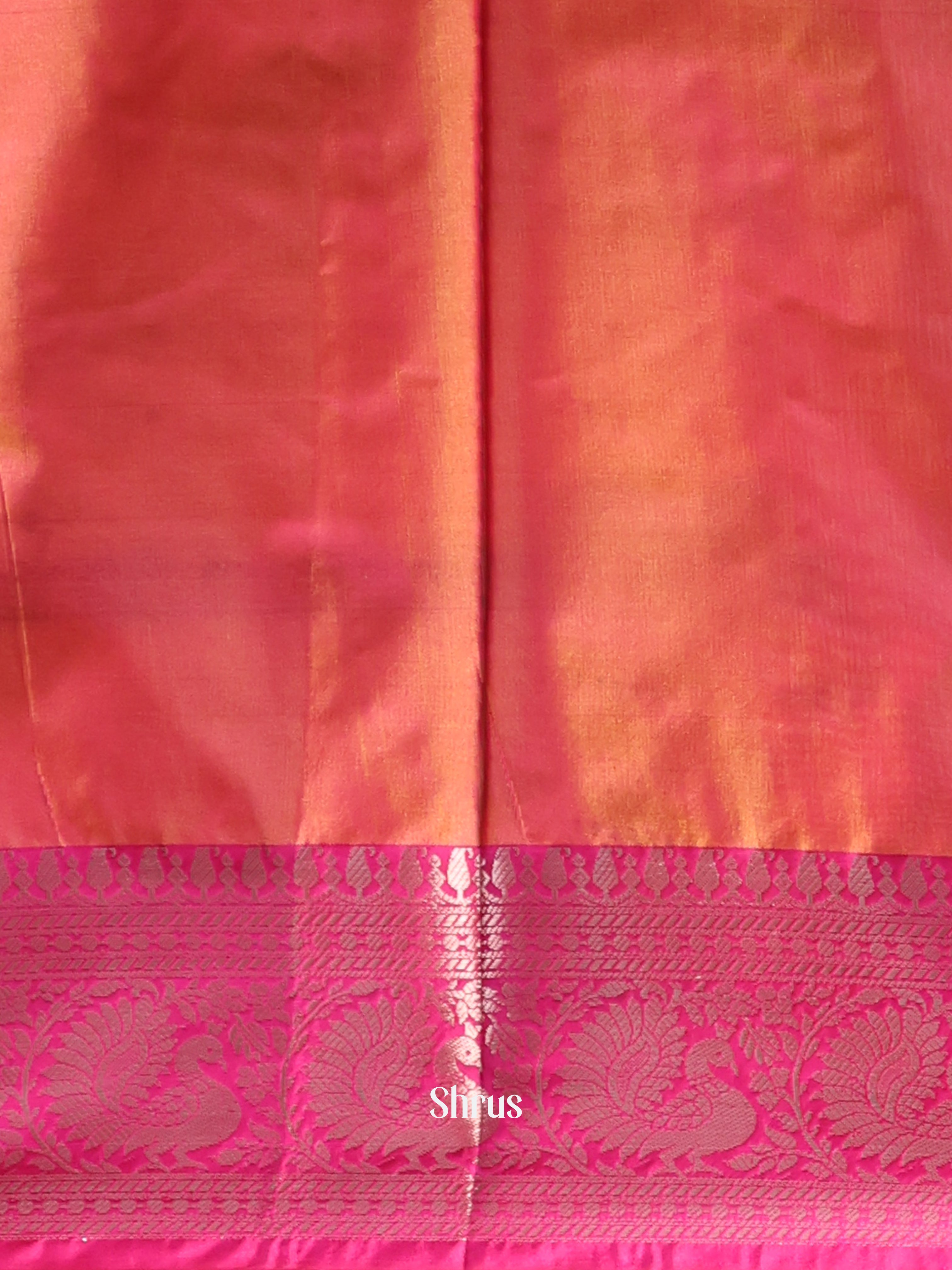 Green & Orange - Semi Ikkat Saree - Shop on Shrus.com