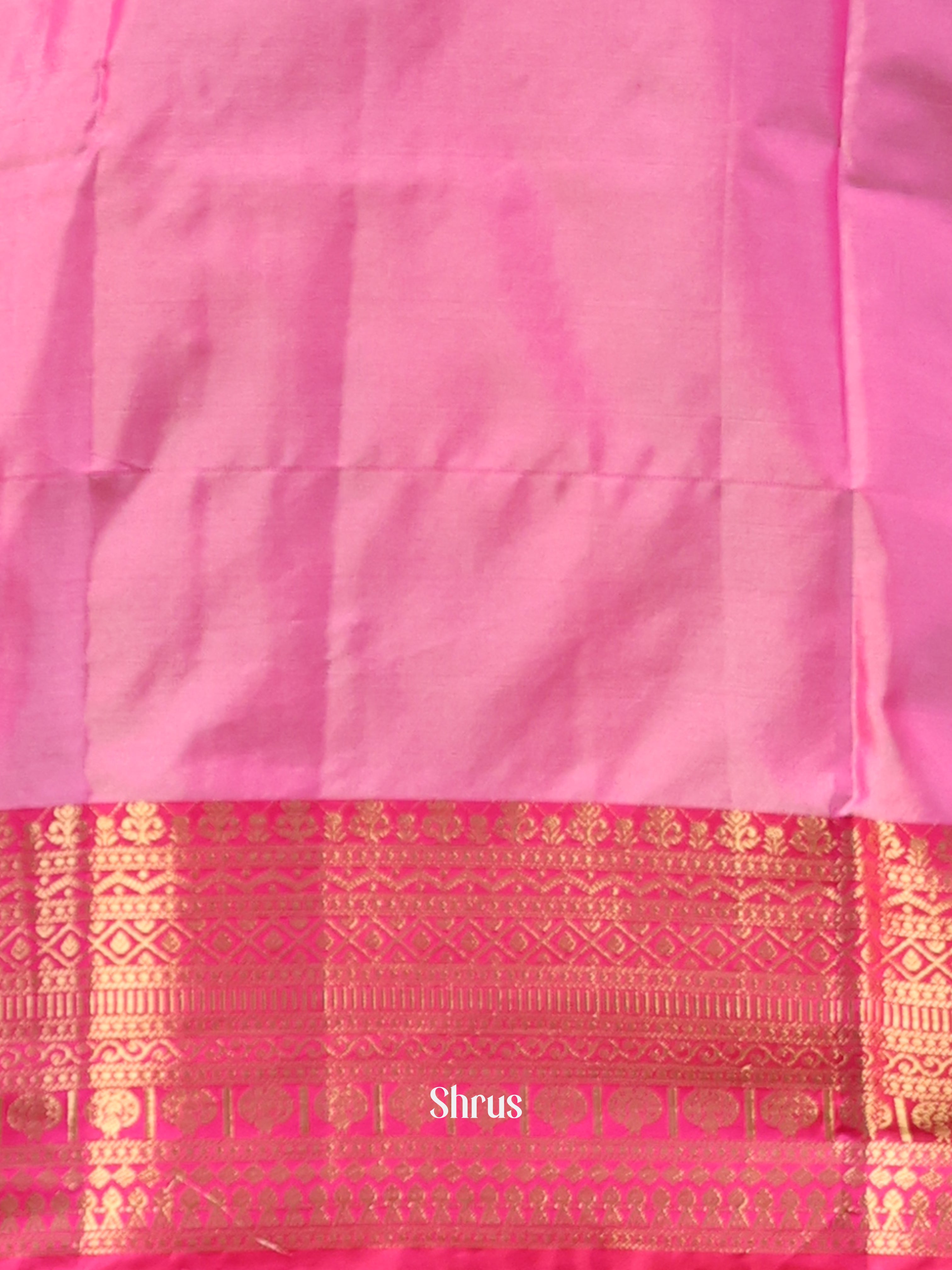 Grey & Pink - Semi Ikkat Saree - Shop on Shrus.com