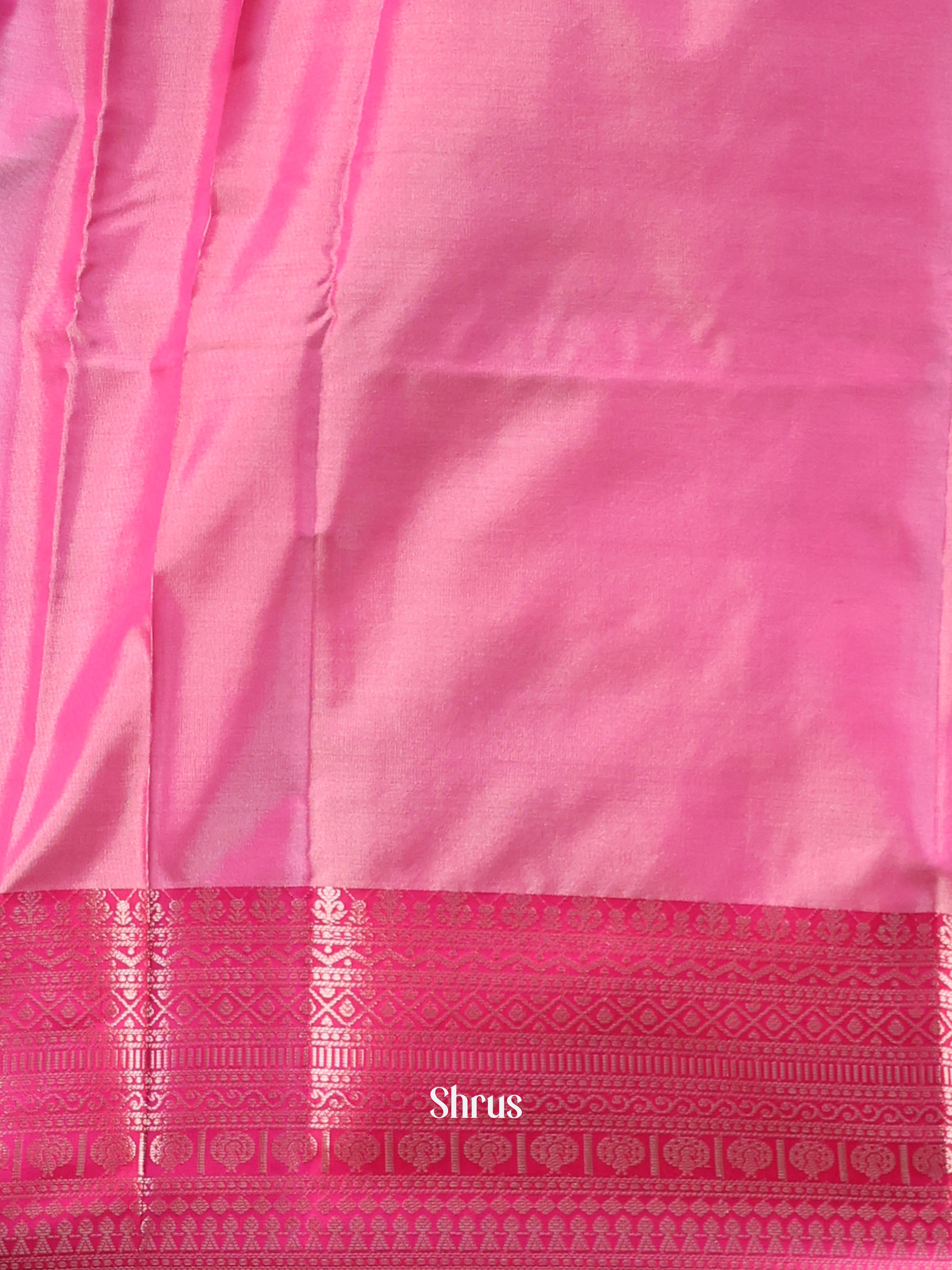 Grey & Pink - Semi Ikkat Saree - Shop on Shrus.com