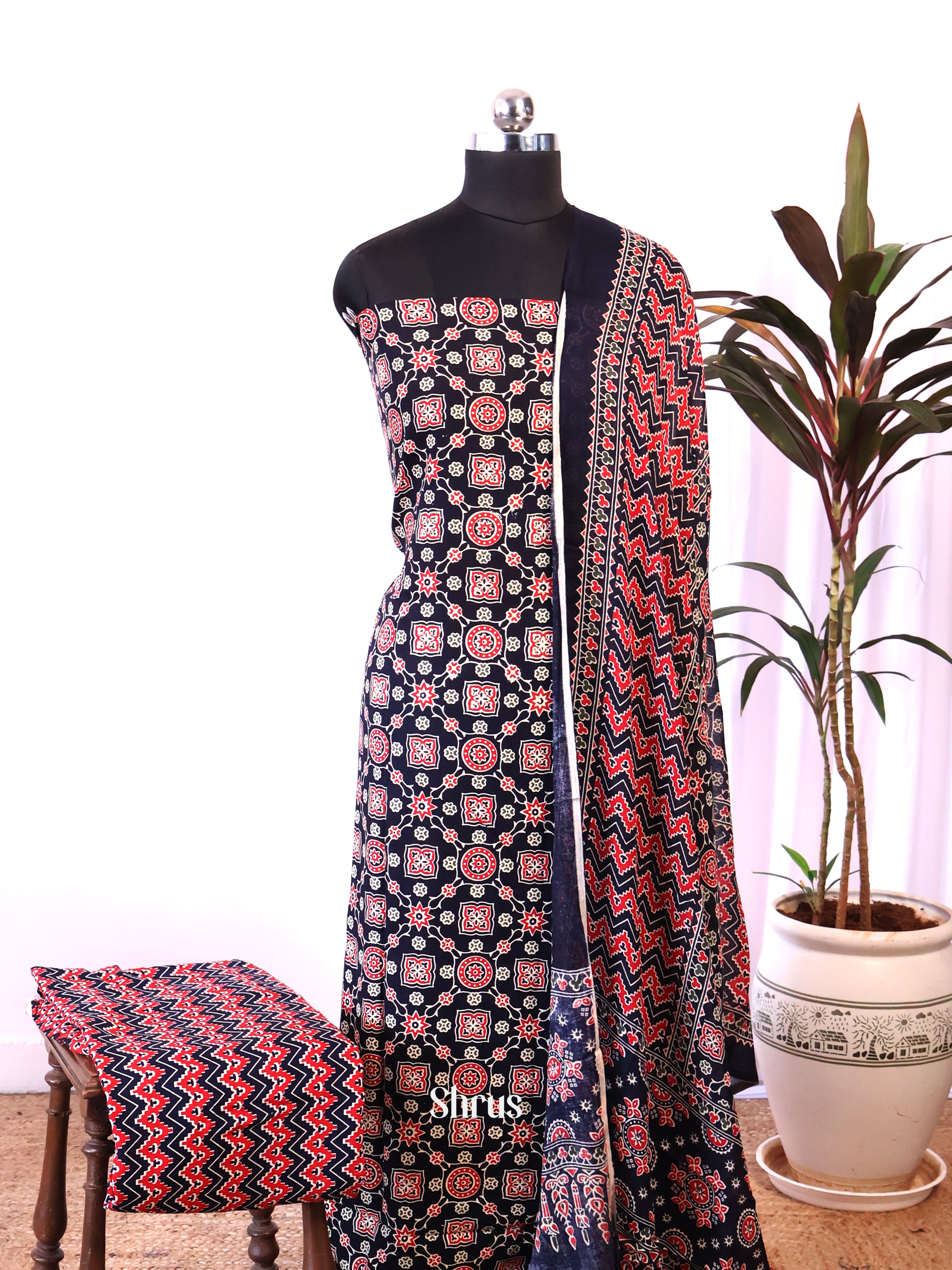 Black - Ajrakh Salwar - Shop on Shrus.com