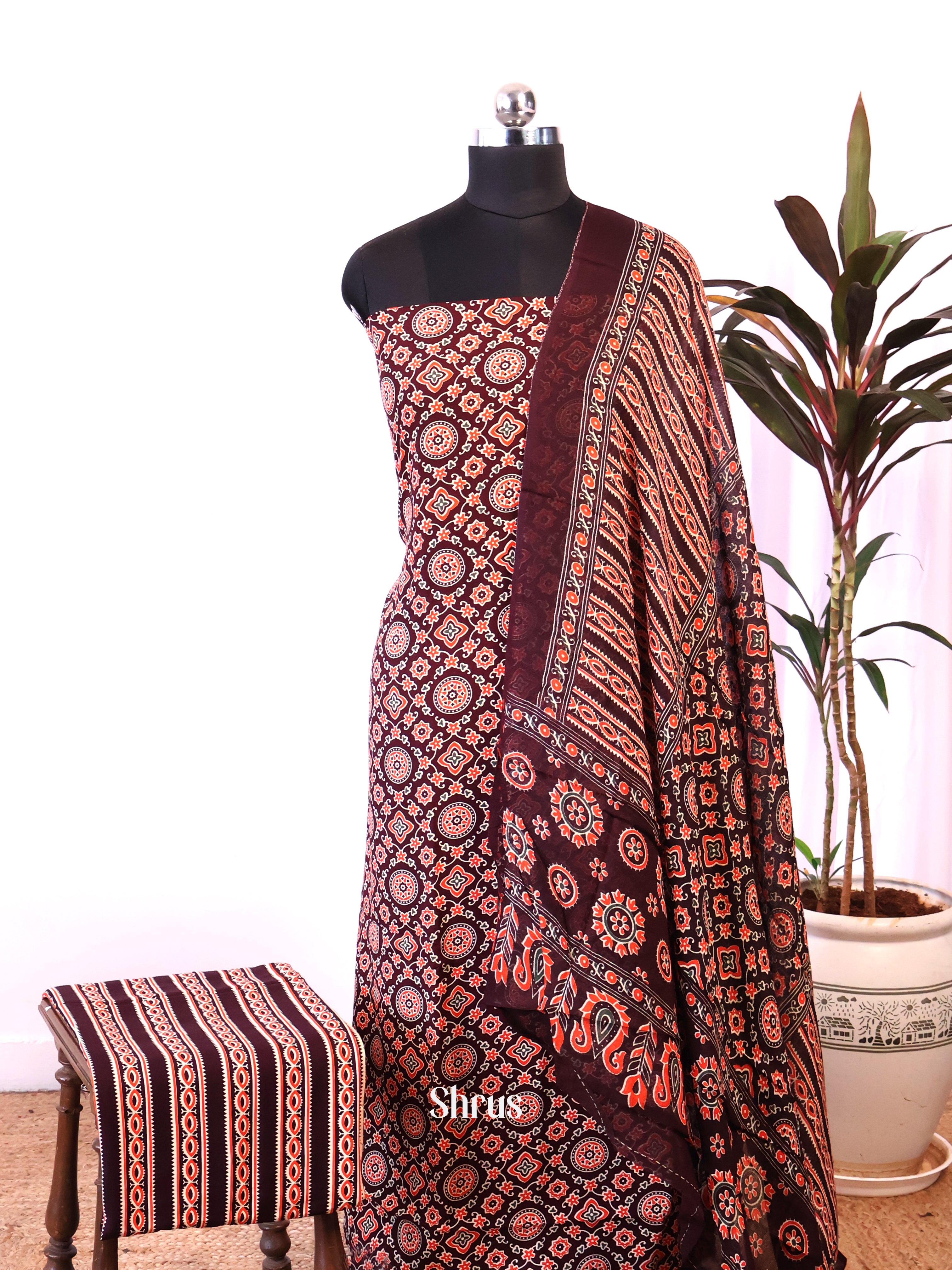 Brown - Ajrakh Salwar - Shop on Shrus.com