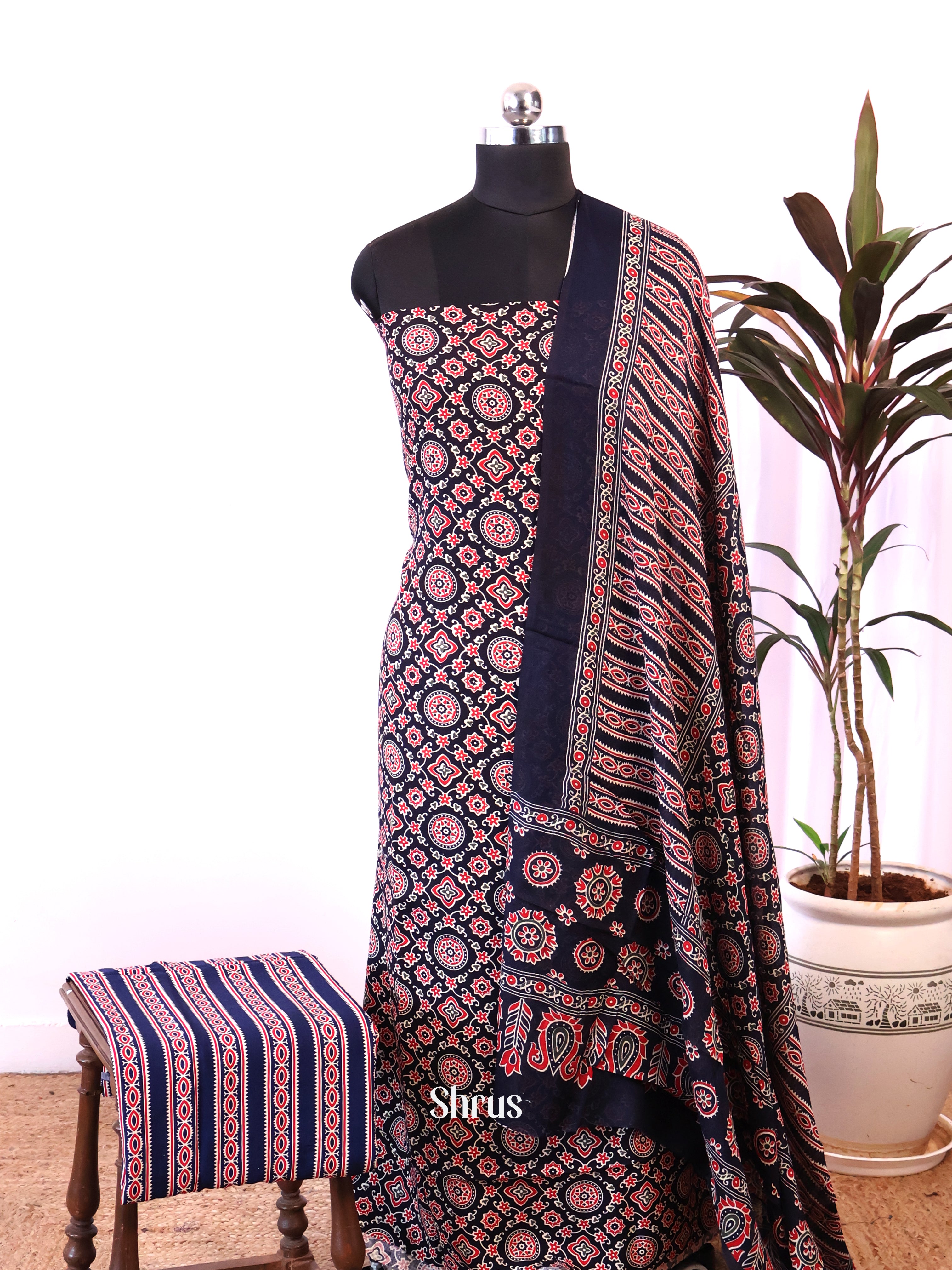 Black - Ajrakh Salwar - Shop on Shrus.com