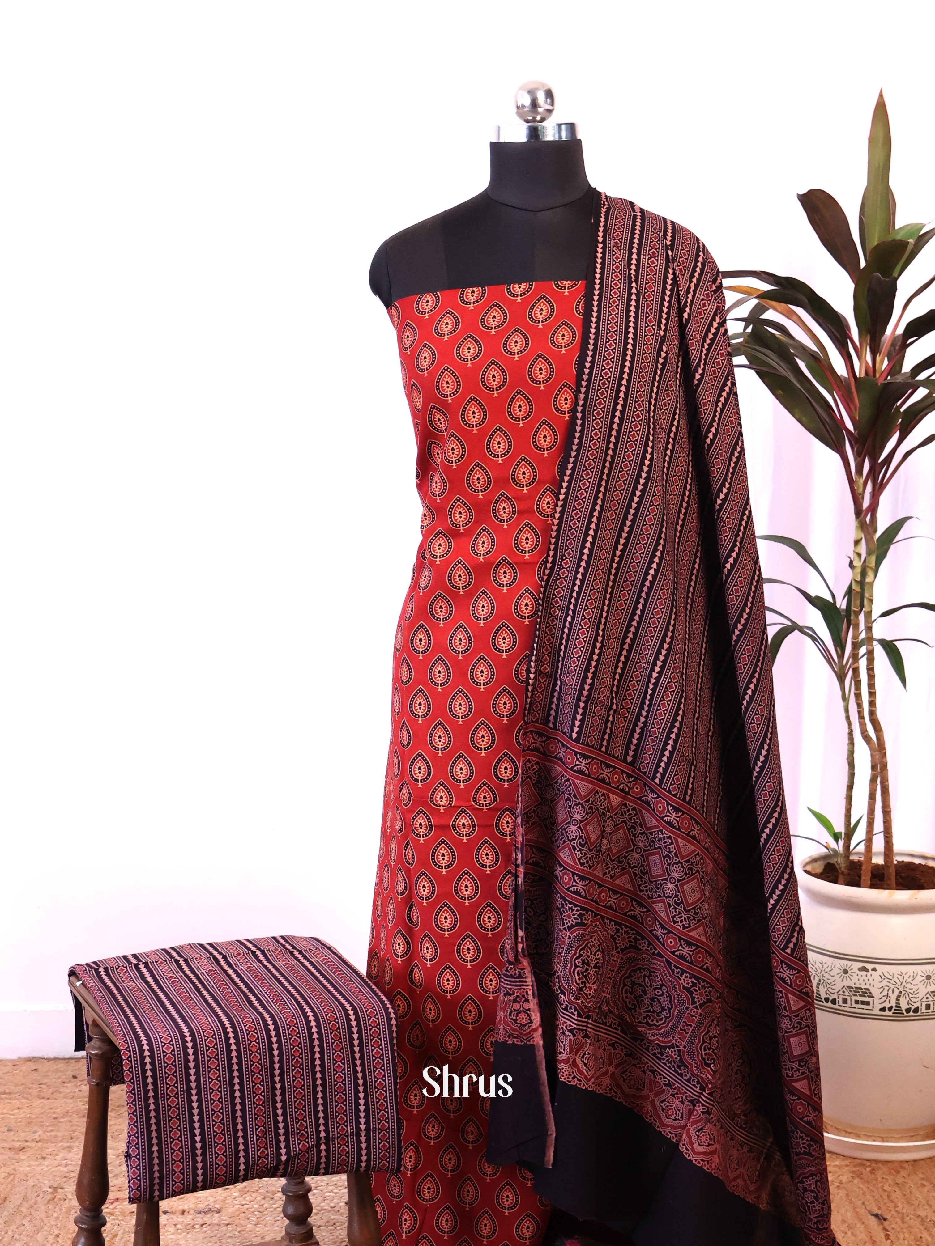 Red & Black - Ajrakh Salwar - Shop on Shrus.com