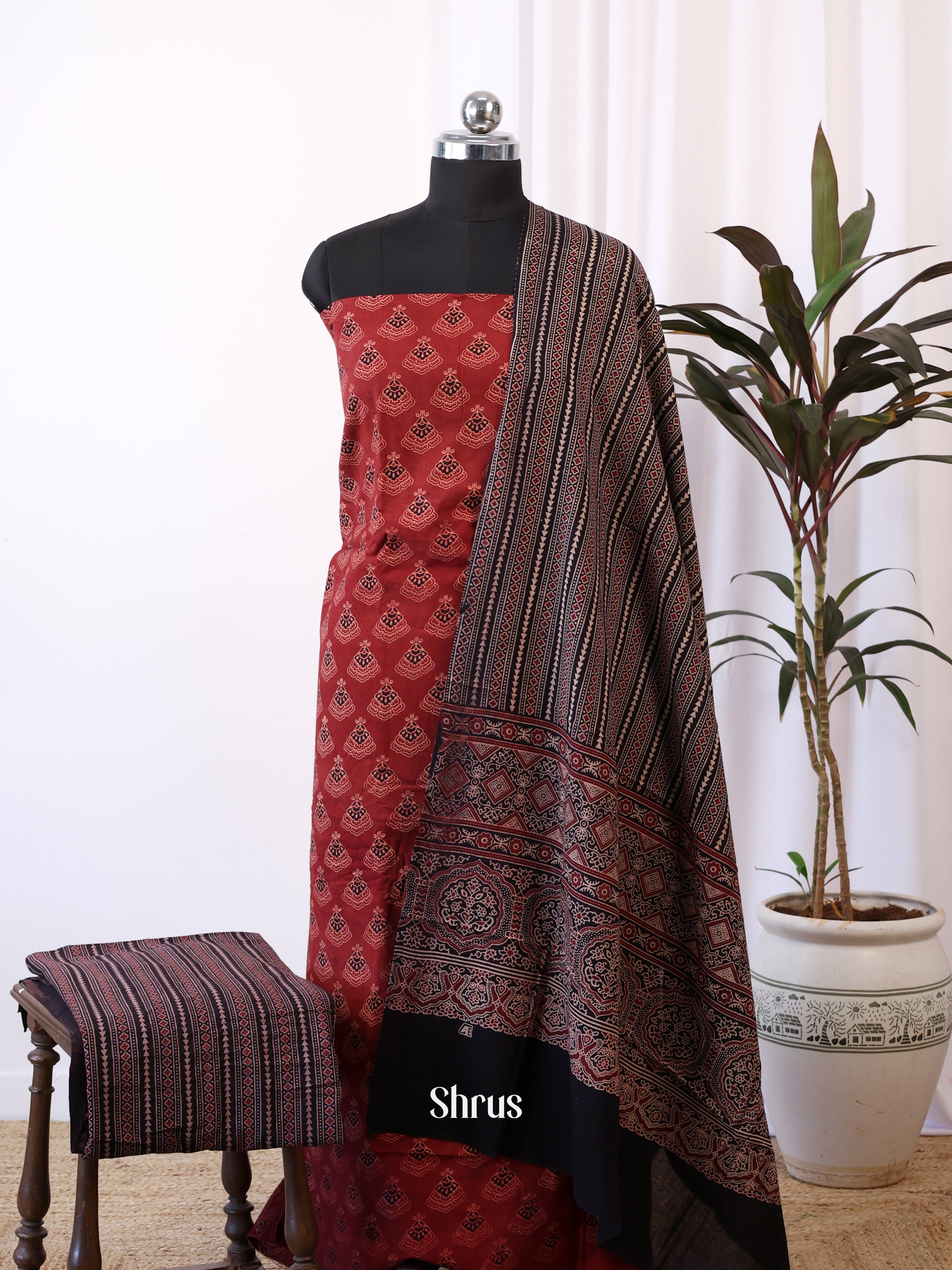 Red & Black - Ajrakh Salwar - Shop on Shrus.com