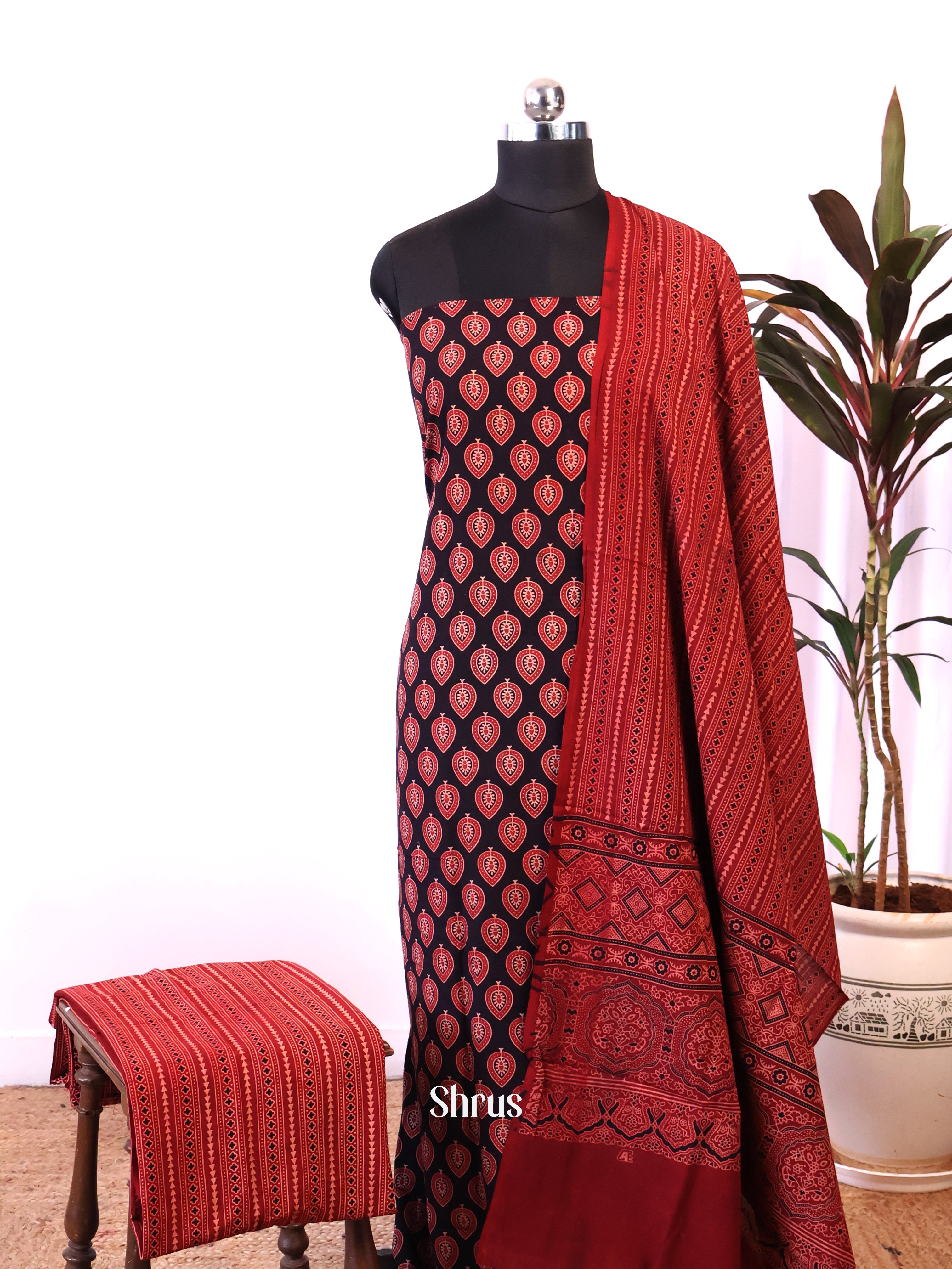 Black & Red - Ajrakh Salwar - Shop on Shrus.com