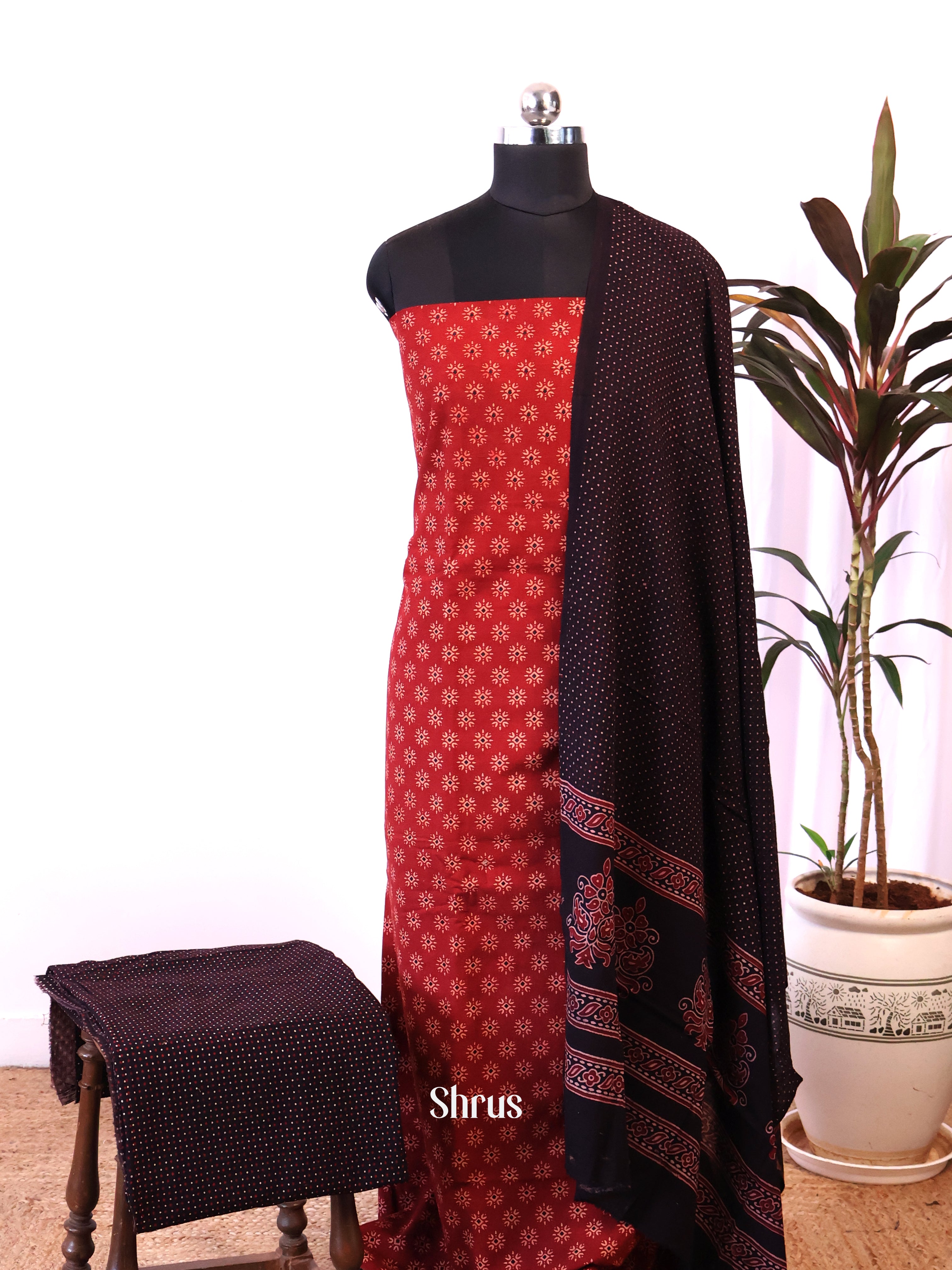 Red & Black - Ajrakh Salwar - Shop on Shrus.com