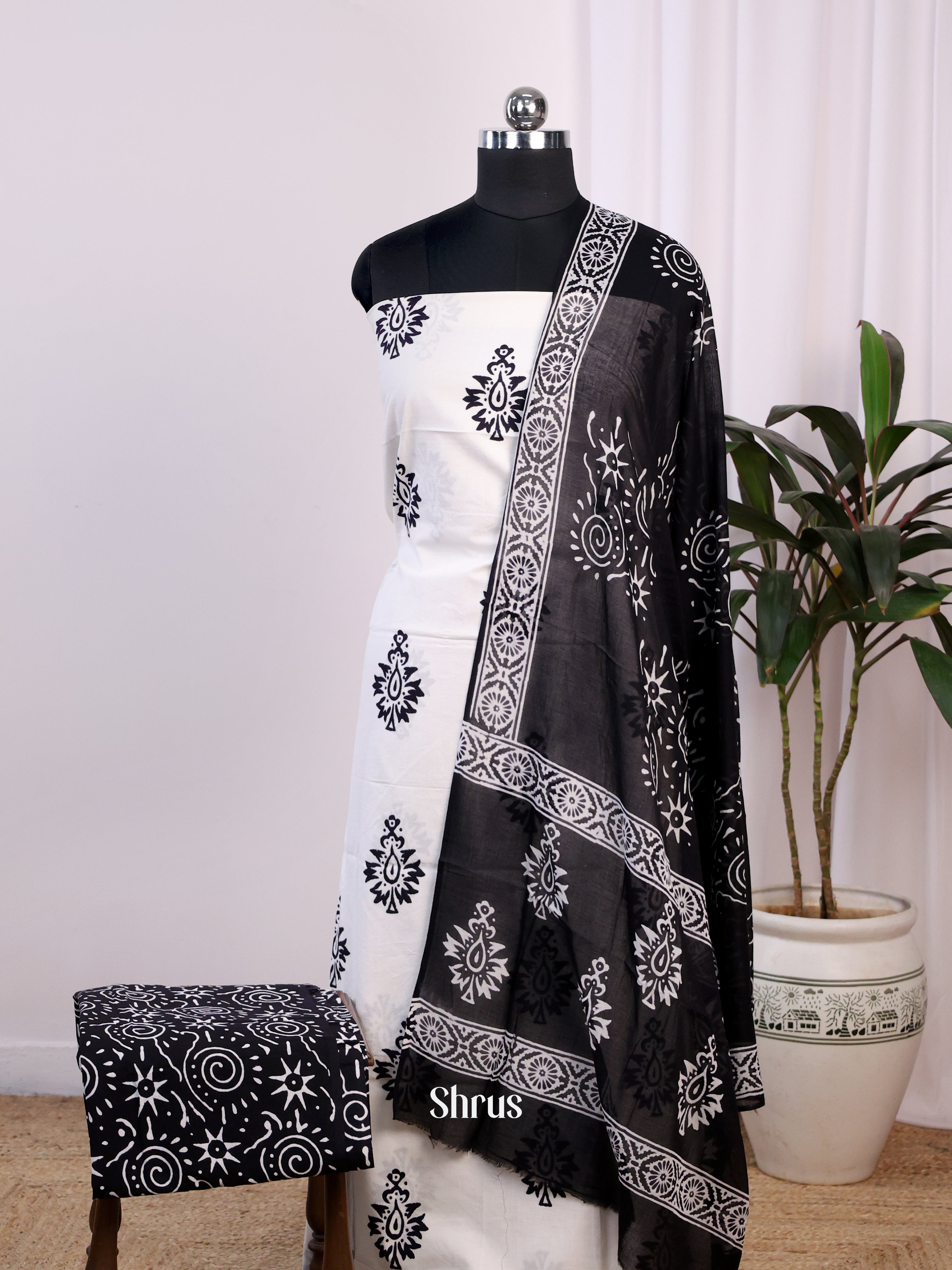 White & Black - Cotton salwar - Shop on Shrus.com