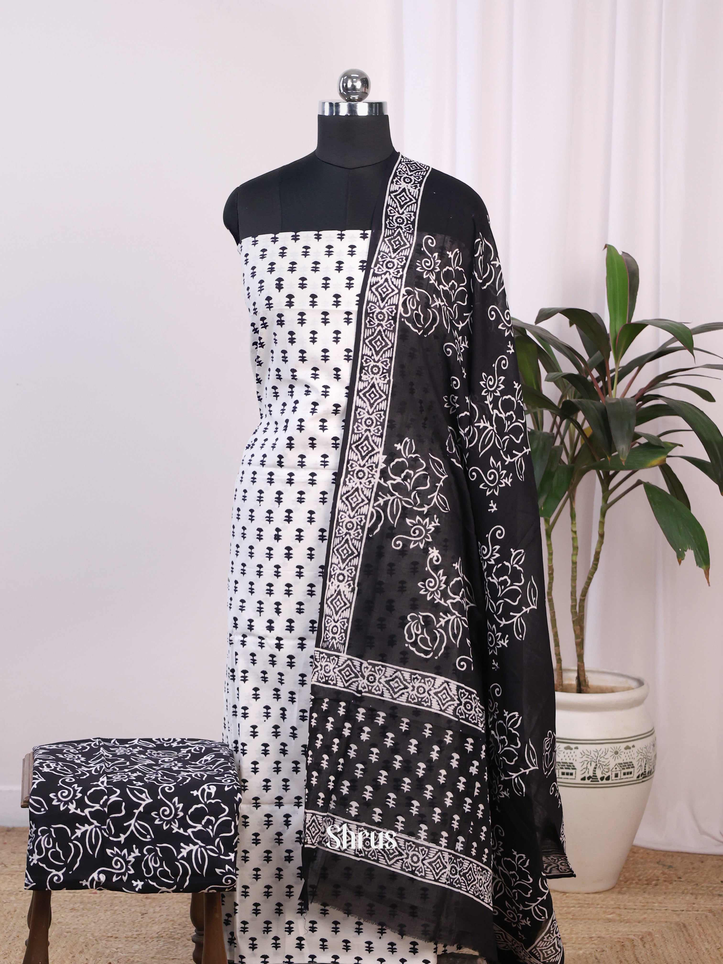 White & Black - Cotton salwar - Shop on Shrus.com