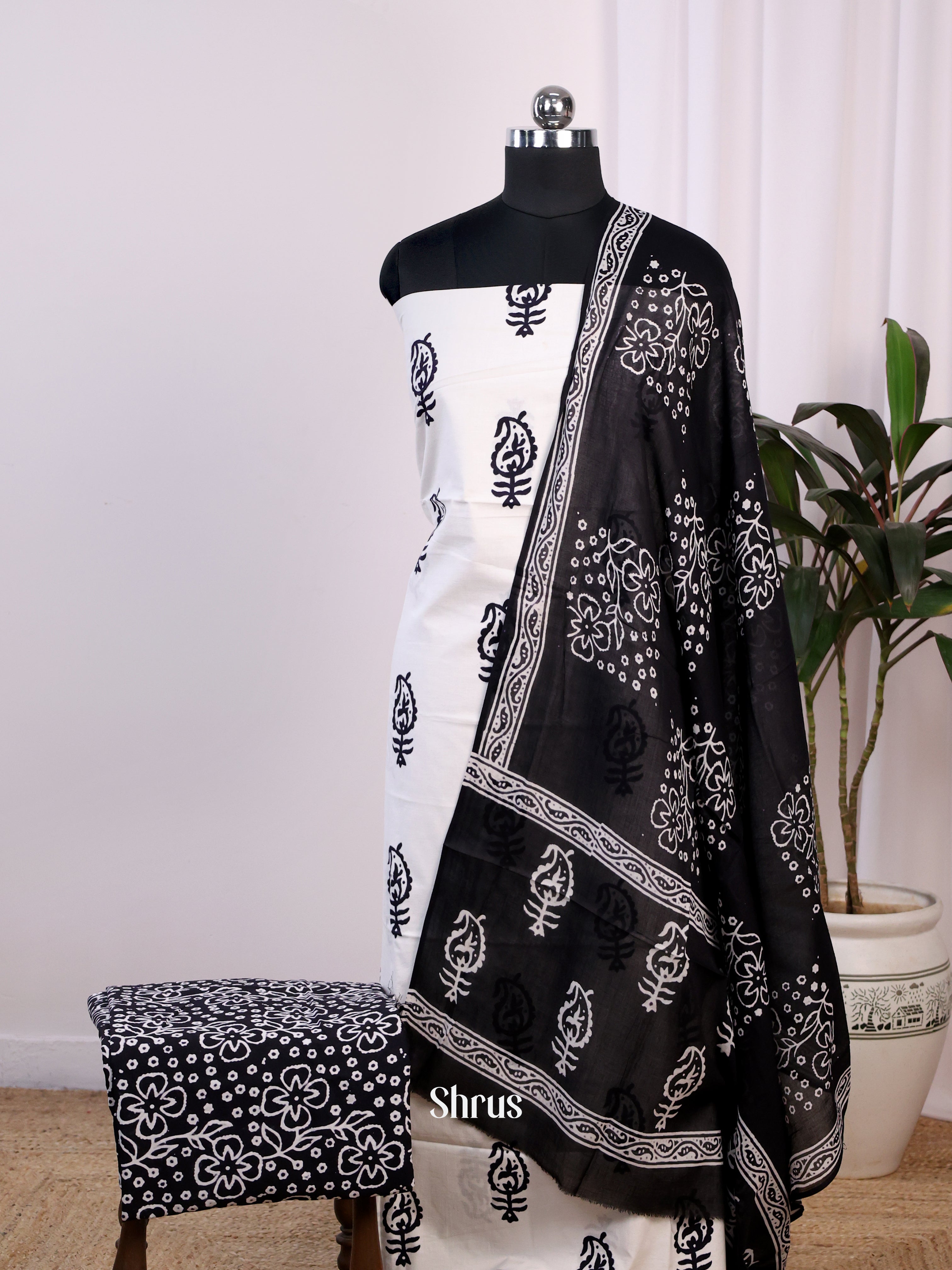 White & Black - Cotton salwar - Shop on Shrus.com