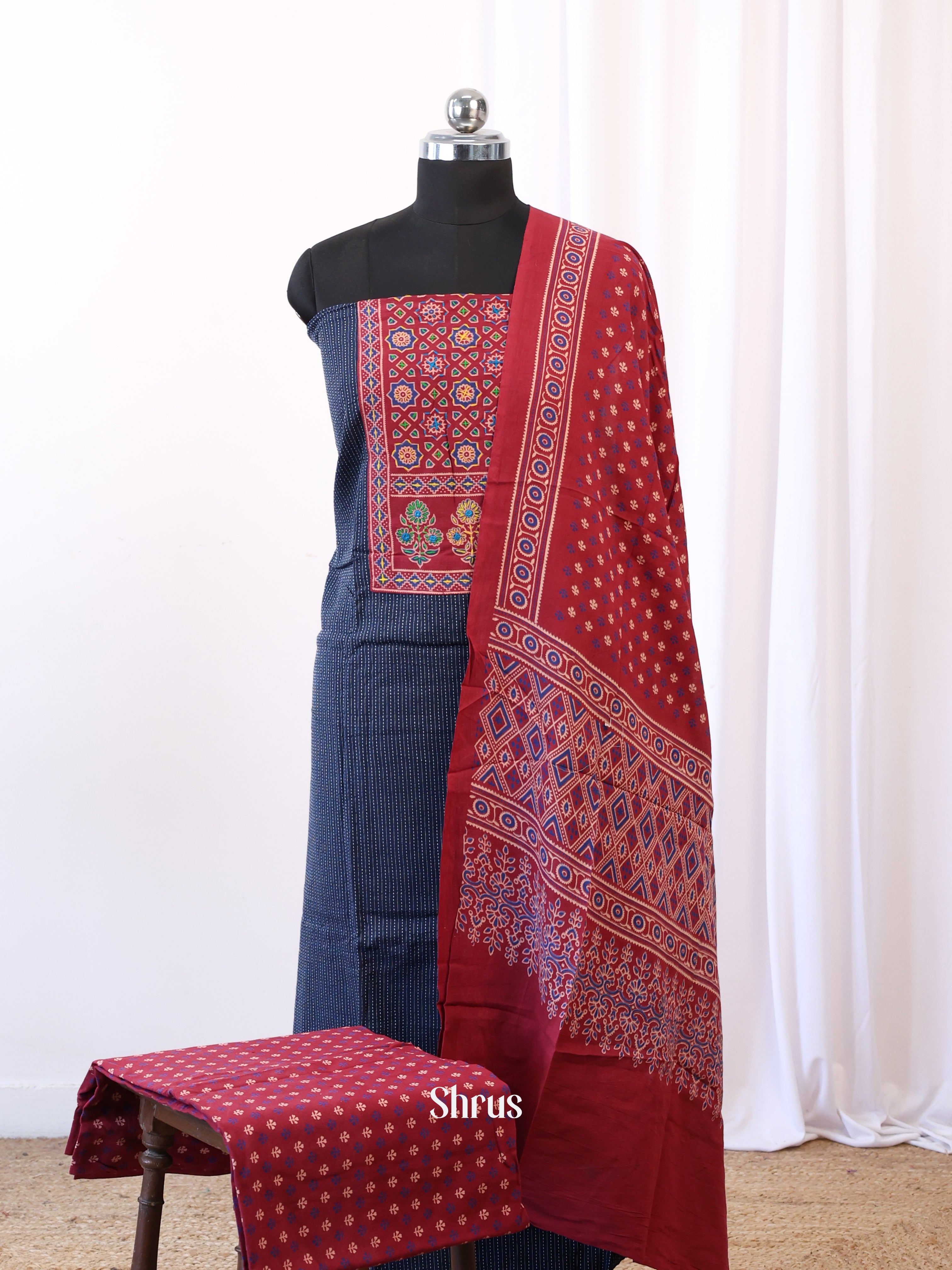 Blue & Red - Ajrakh Salwar - Shop on Shrus.com