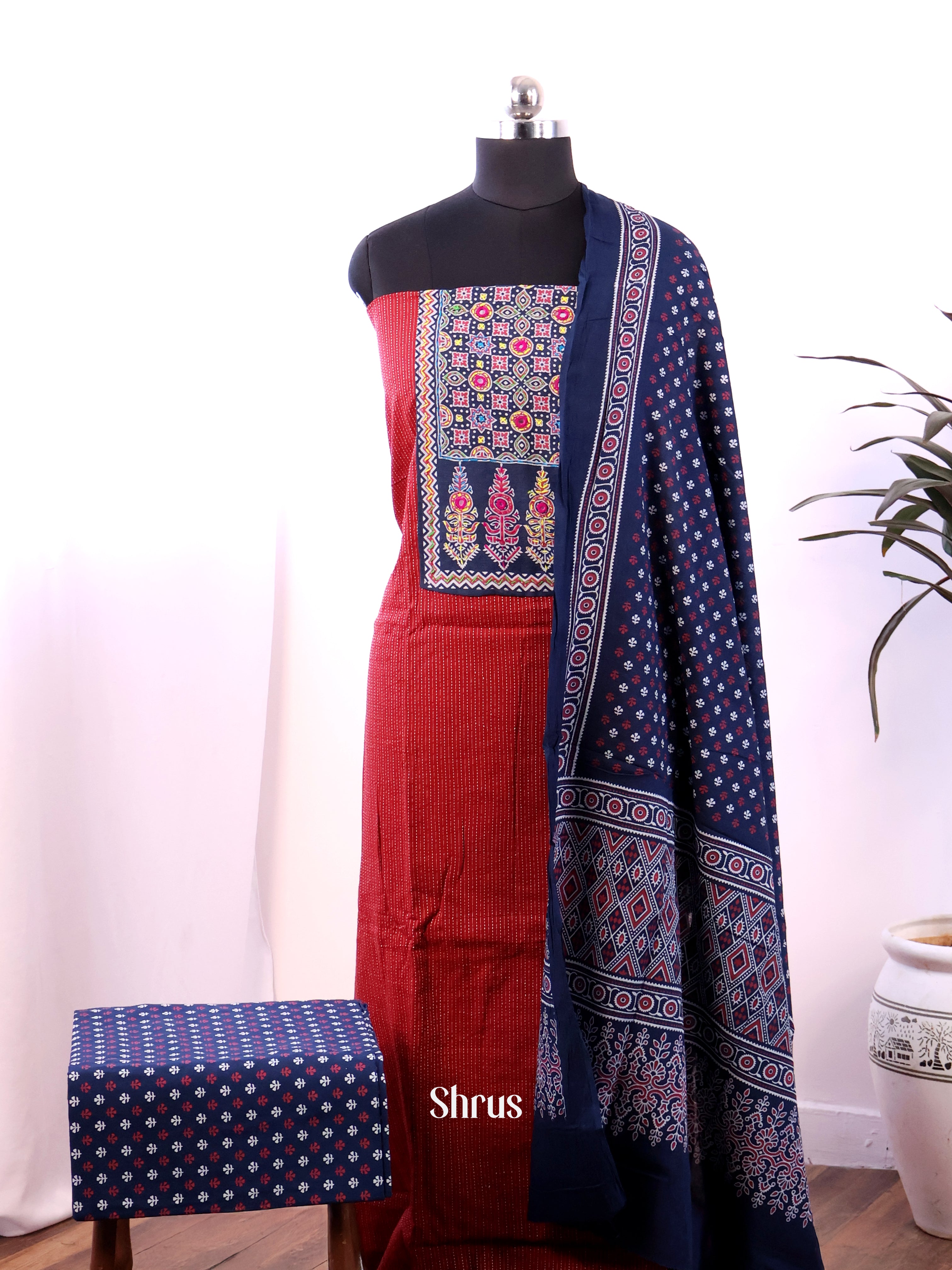 Red & Blue - Ajrakh Salwar - Shop on Shrus.com
