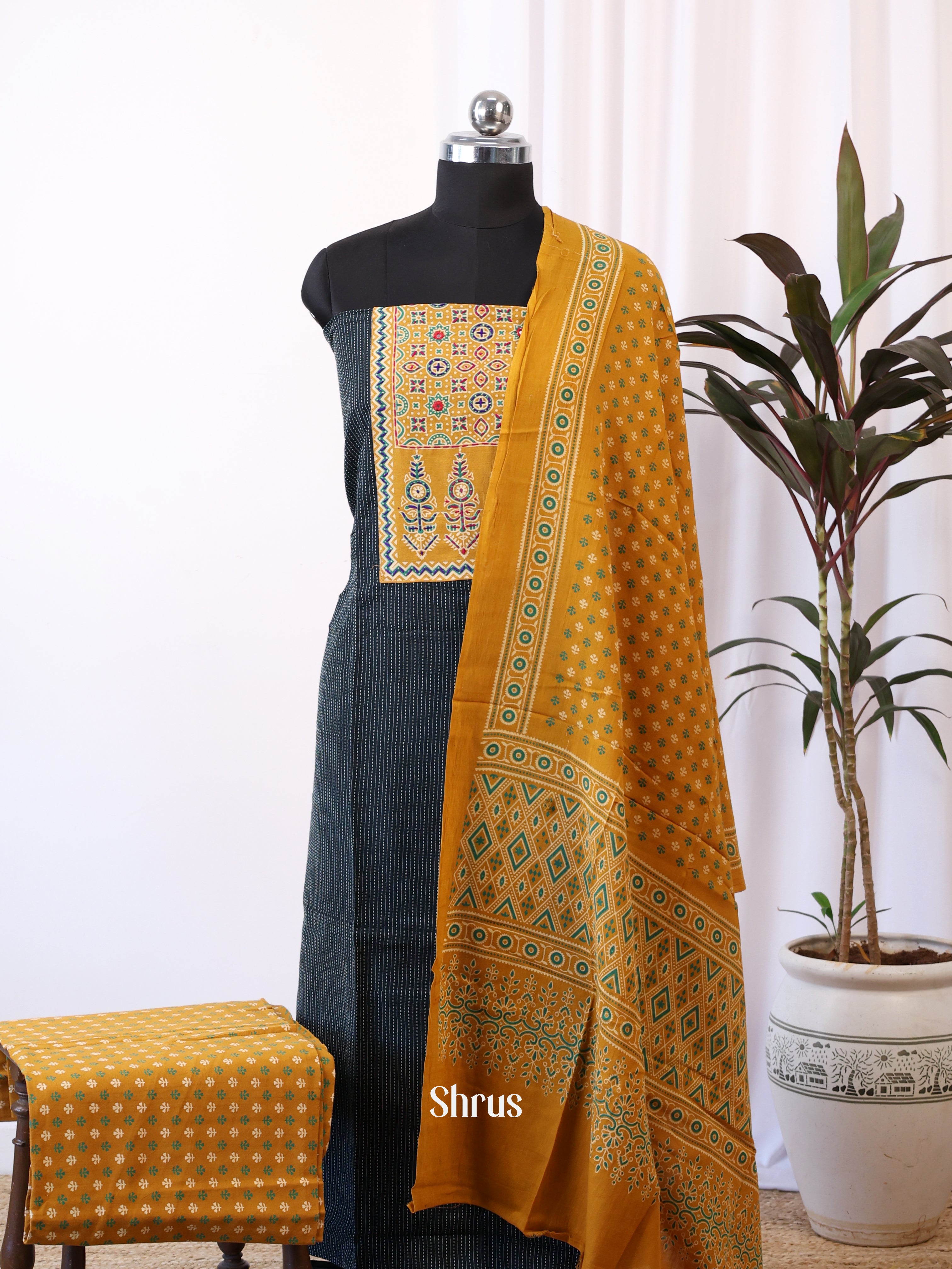 Blue & Mustard - Ajrakh Salwar - Shop on Shrus.com