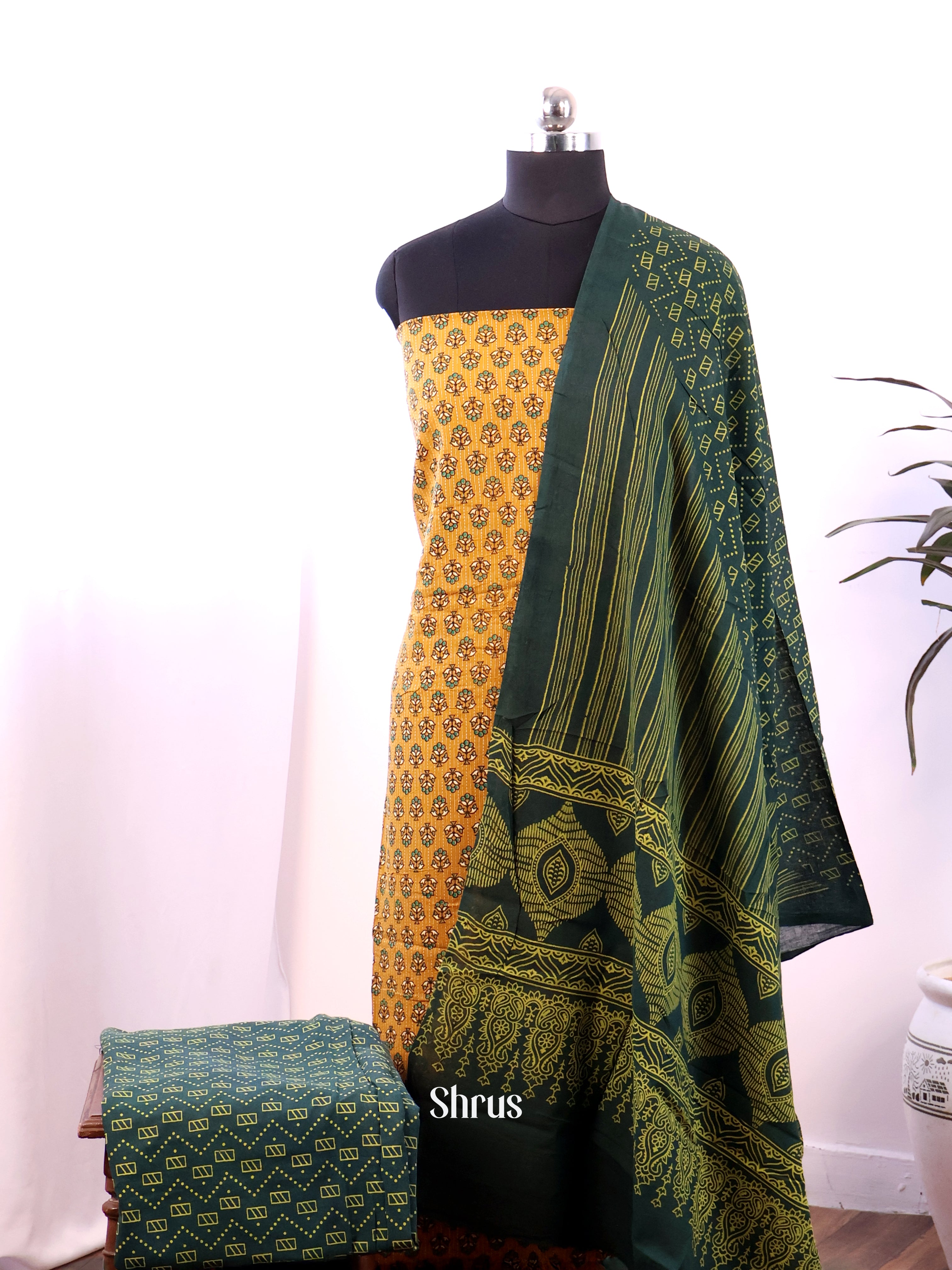 Mustard & Green - Ajrakh Salwar - Shop on Shrus.com