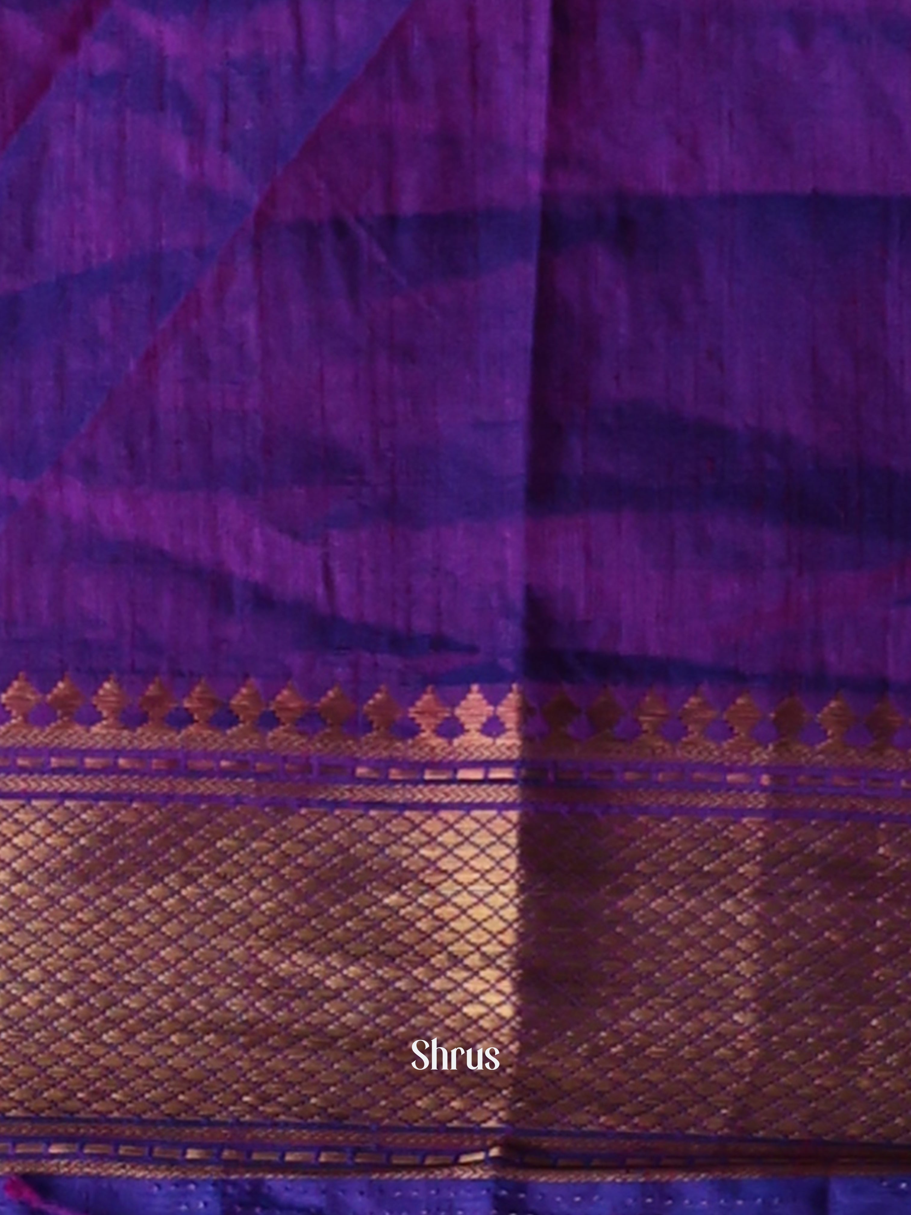 Blue & Purple - Semi Patola Saree - Shop on Shrus.com