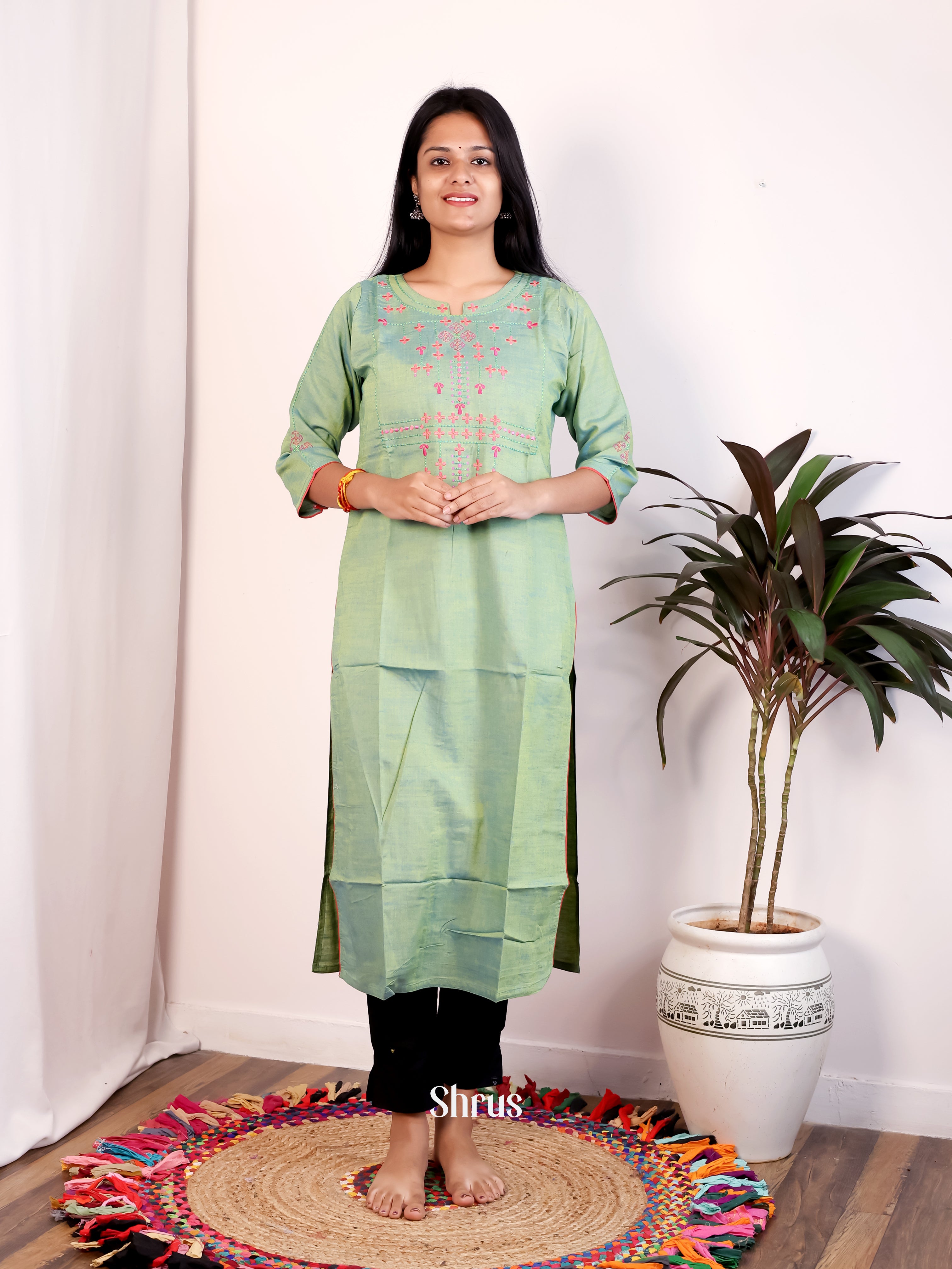 Green - Readymade Kurti - Shop on Shrus.com