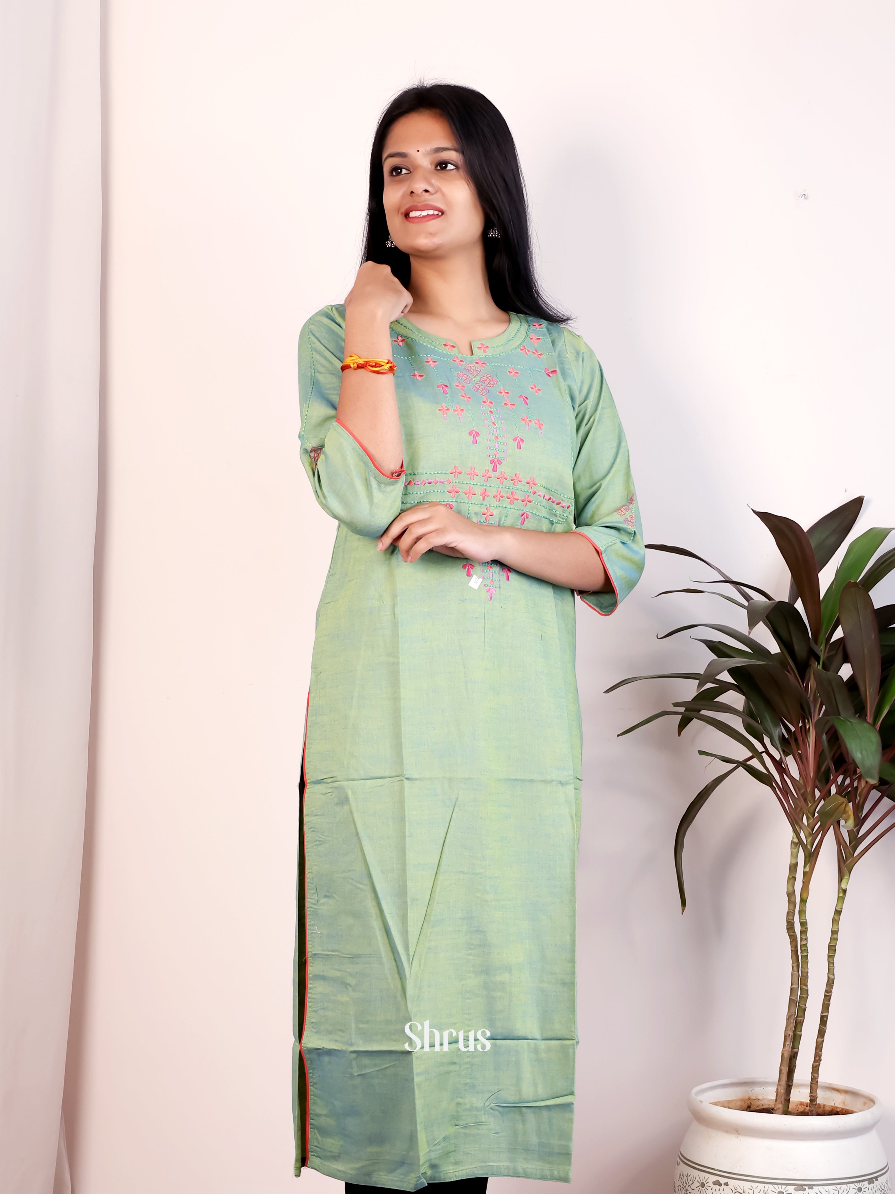 Green - Readymade Kurti - Shop on Shrus.com