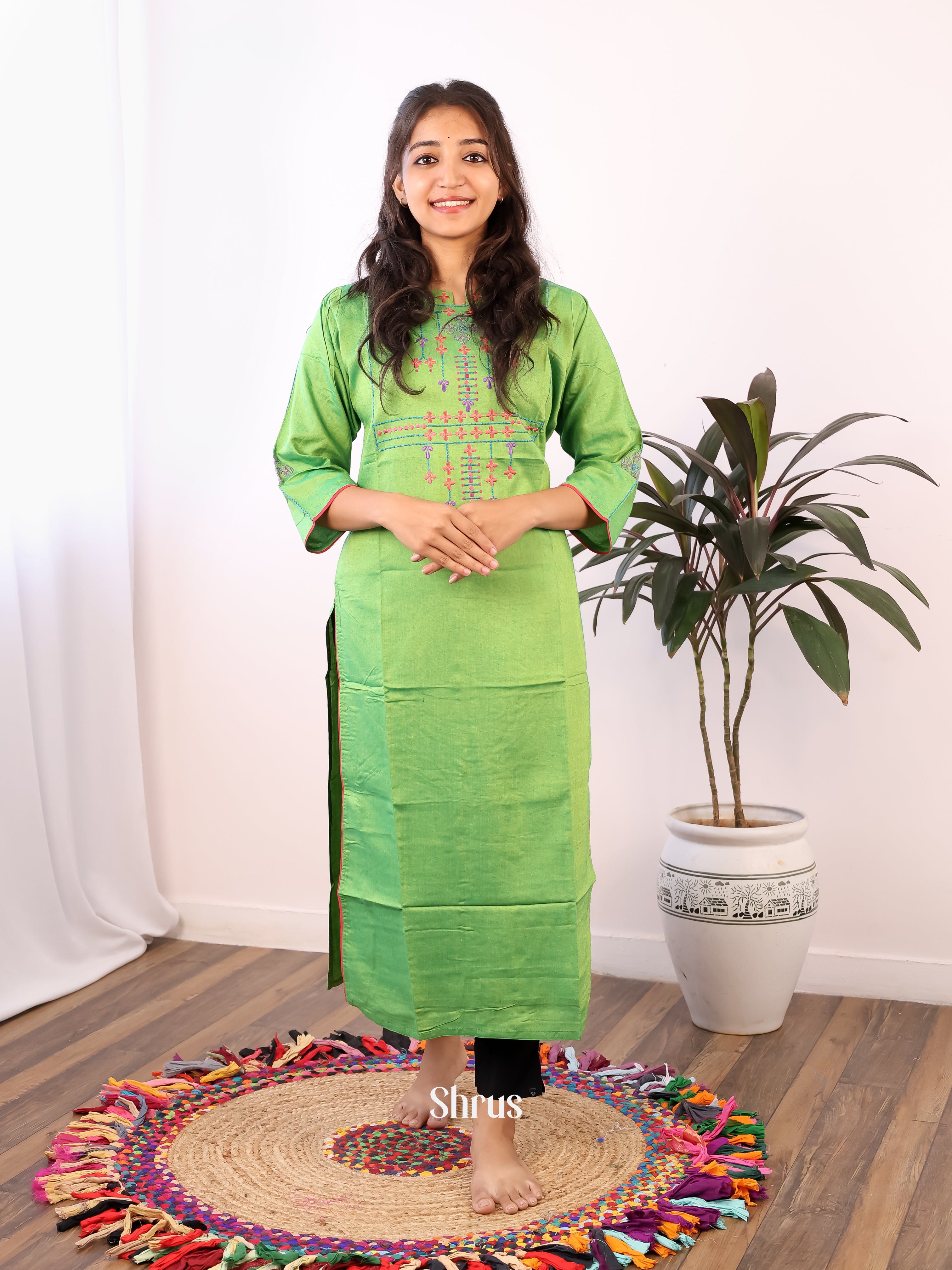 Green - Readymade Kurti - Shop on Shrus.com
