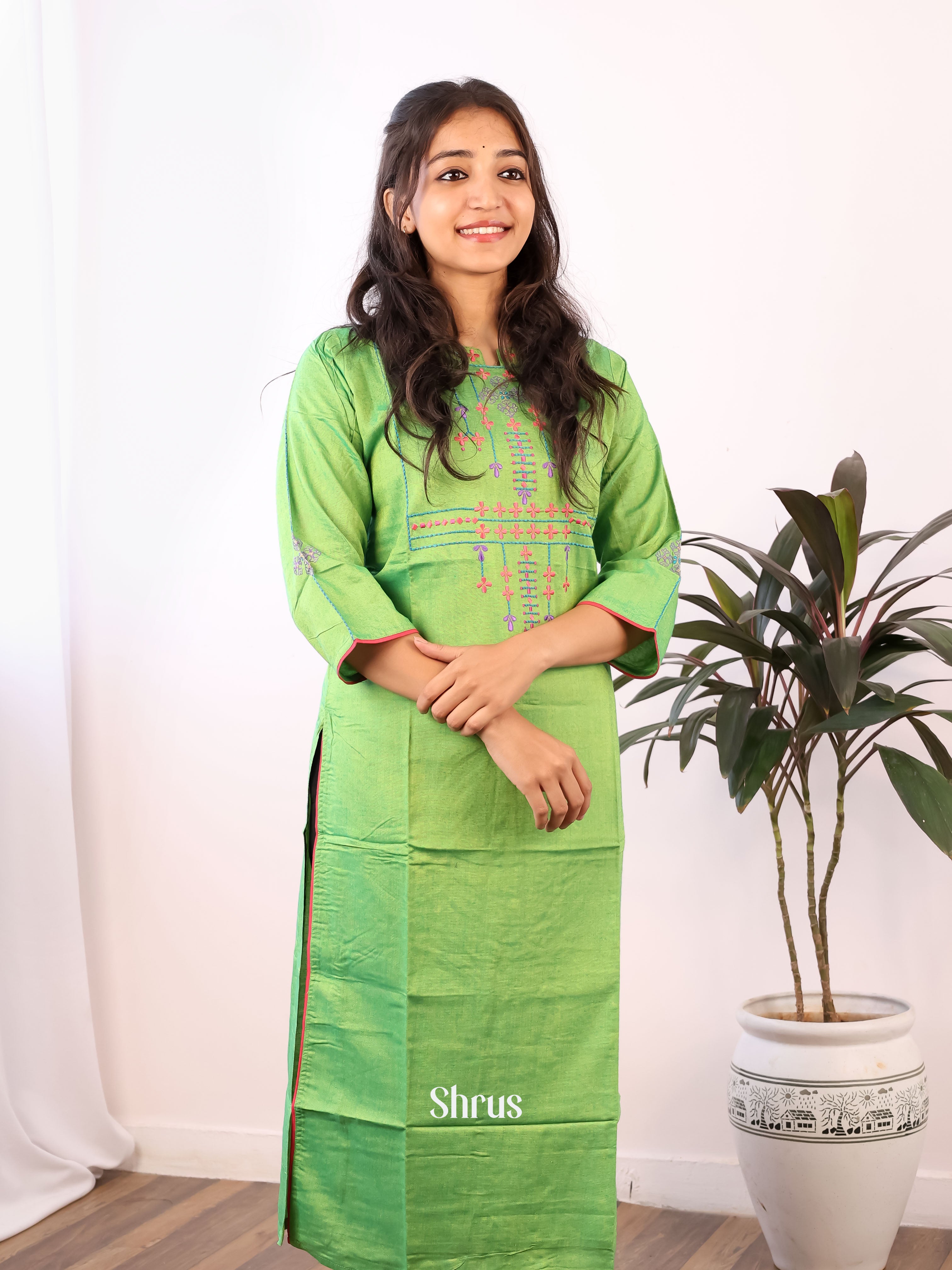 Green - Readymade Kurti - Shop on Shrus.com