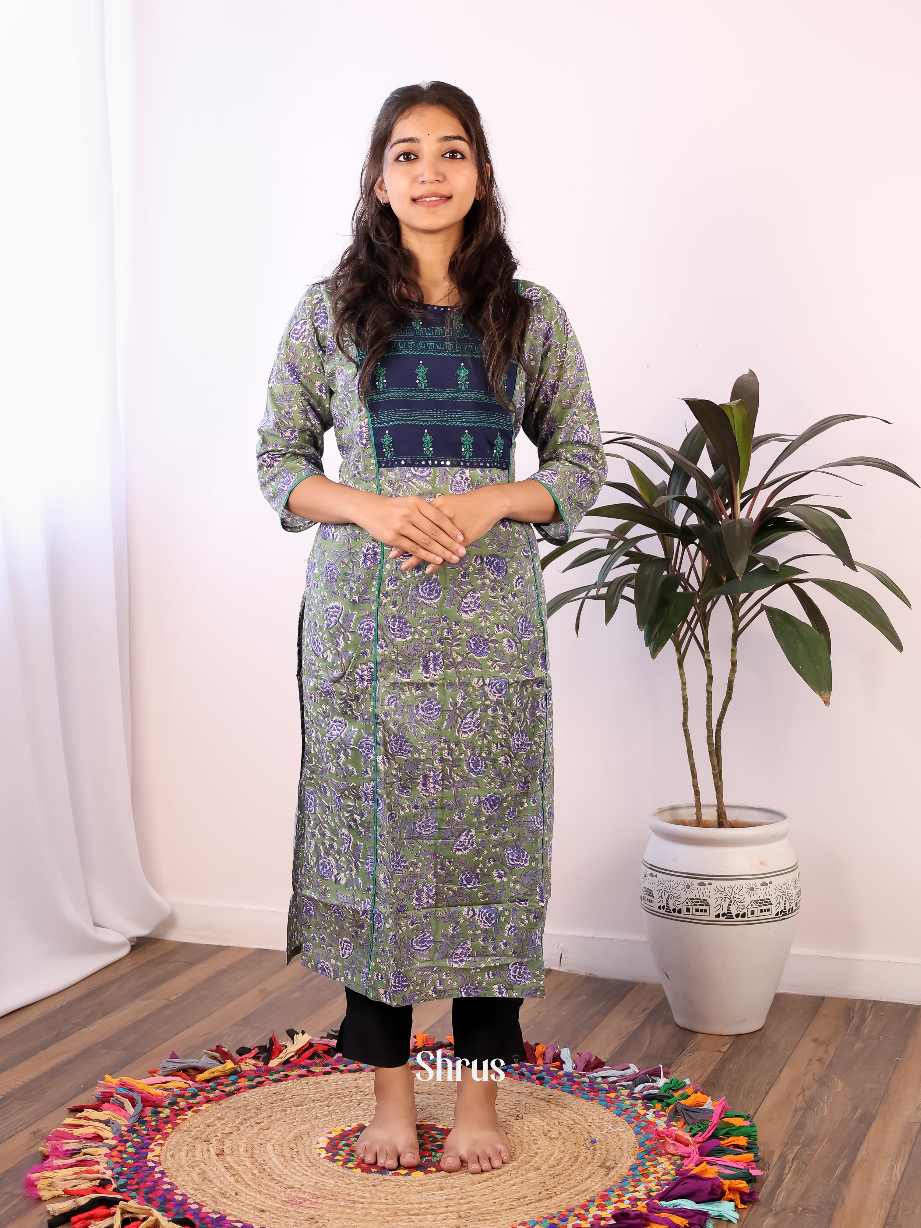 Green & Purple - Readymade Kurti - Shop on Shrus.com