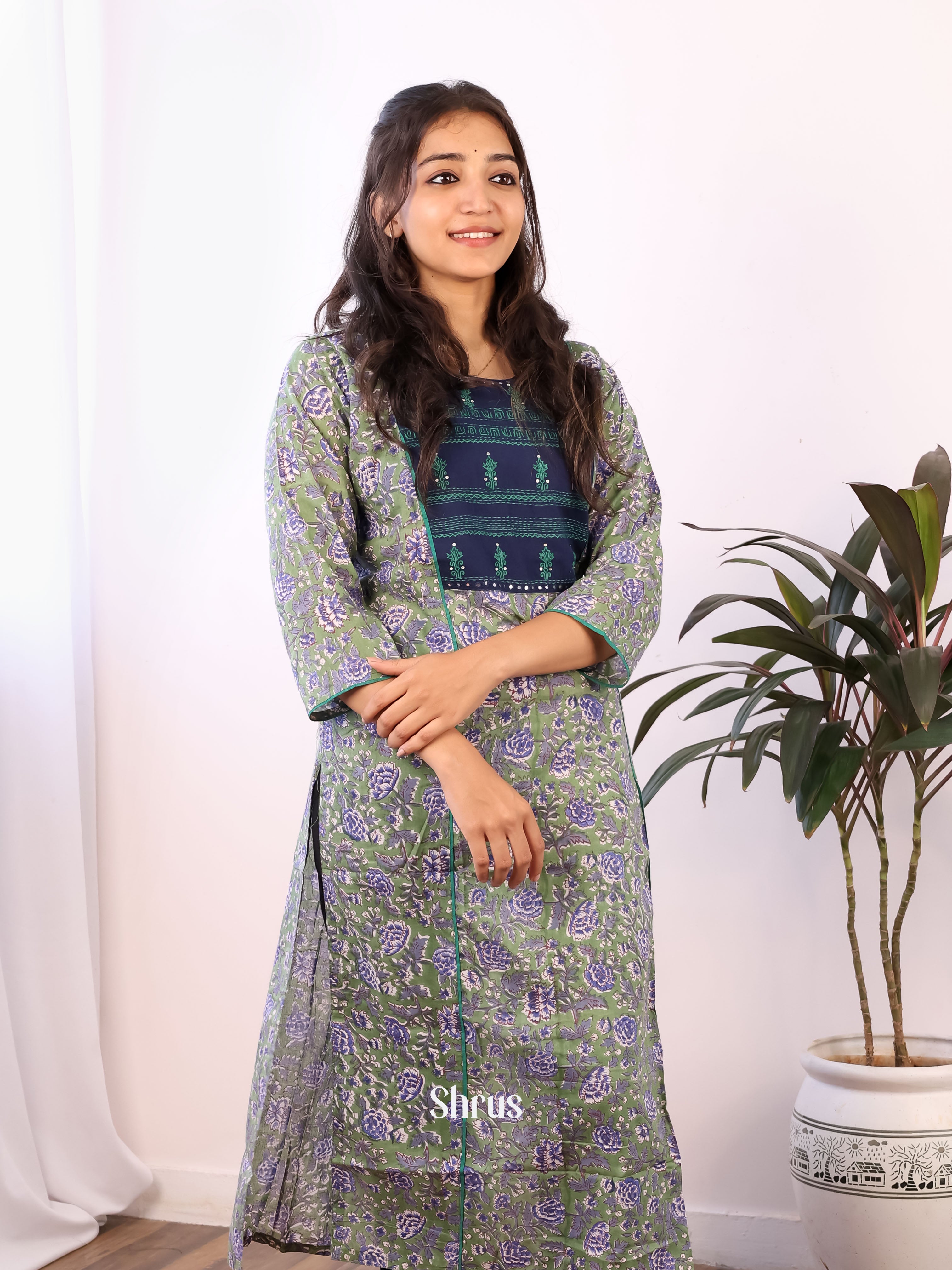 Green & Purple - Readymade Kurti - Shop on Shrus.com